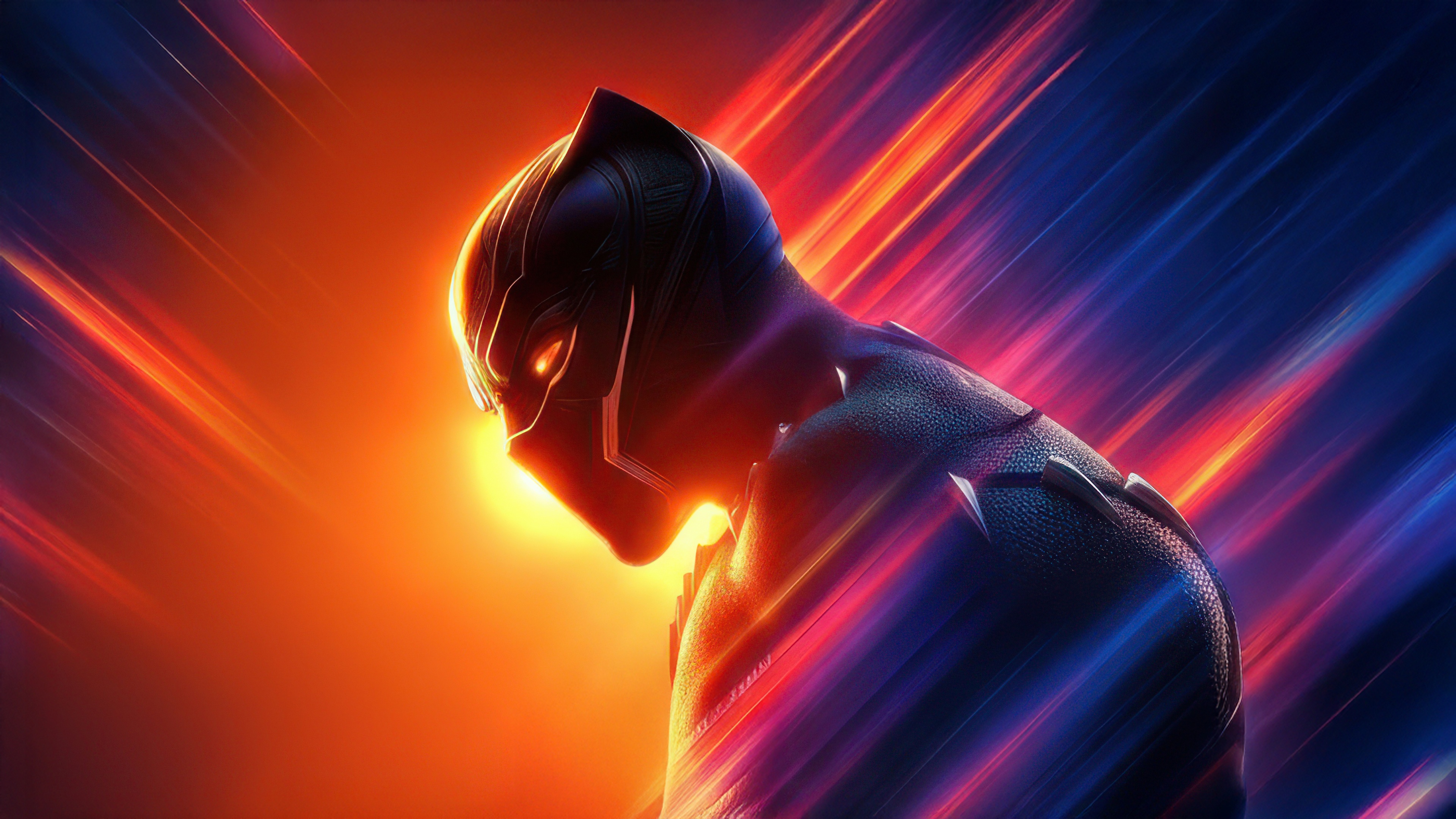 Black Panther in a dynamic, colorful background HD Wallpaper