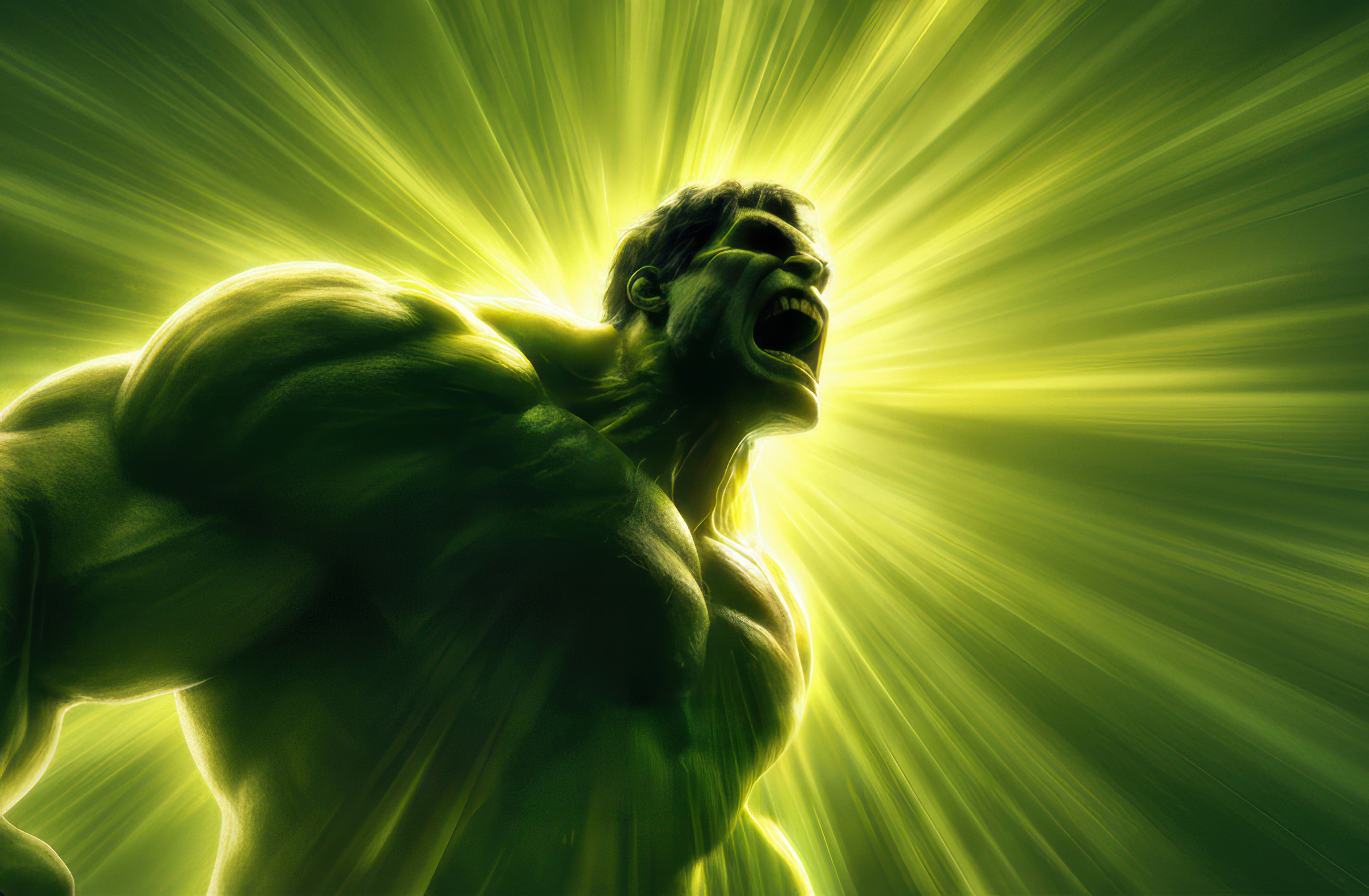 The Hulk Roaring with Green Energy HD Wallpaper