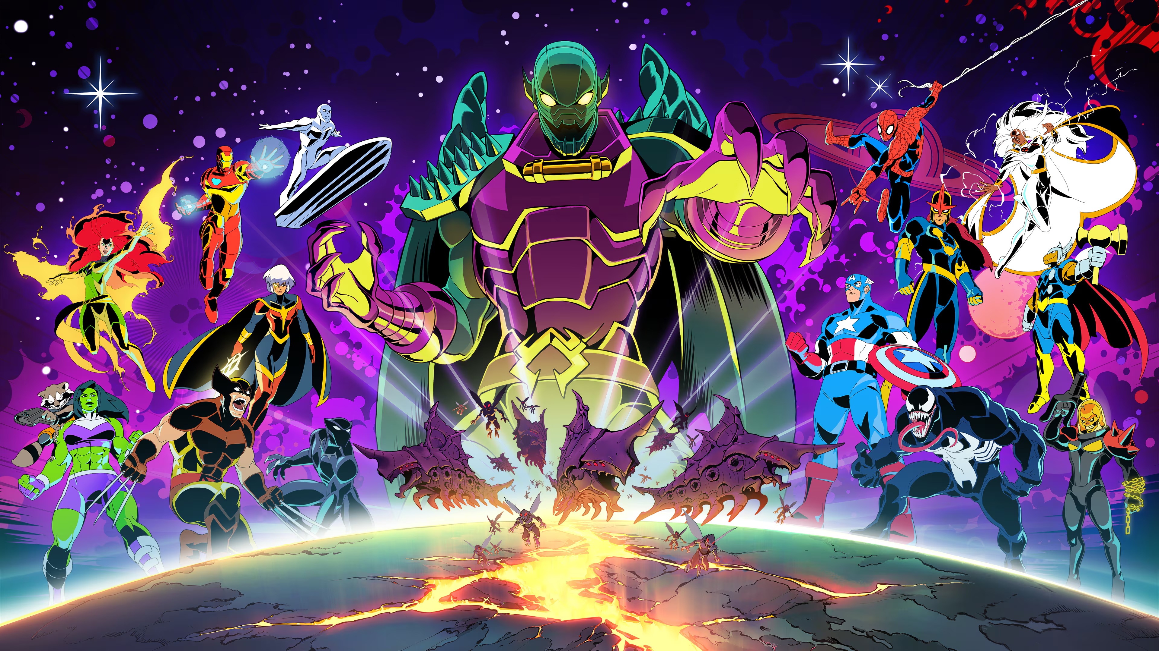 Marvel Cosmic Invasion with Kang and Heroes HD Wallpaper