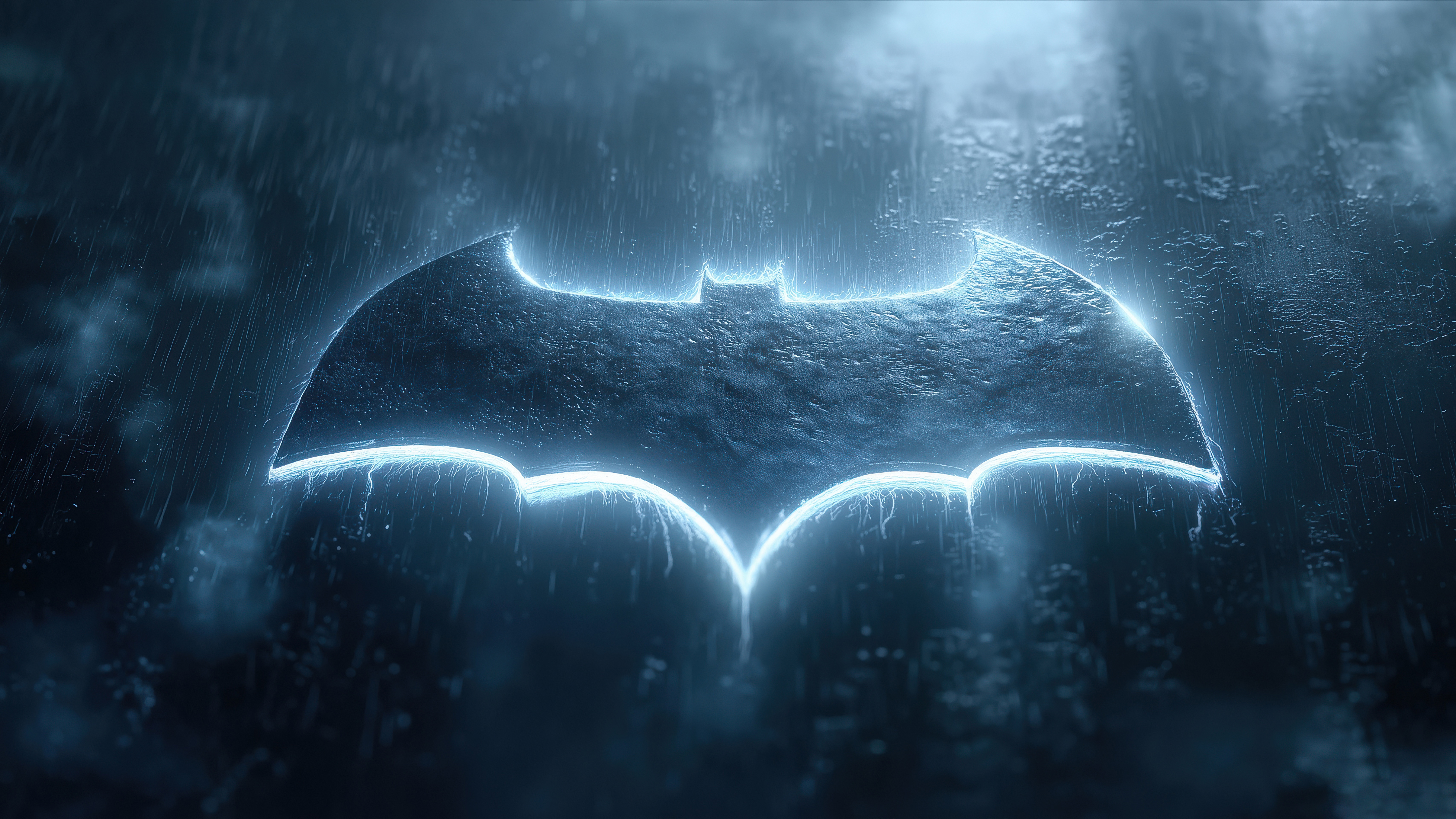 The Dark Knight Detective Logo in Rain HD Wallpaper
