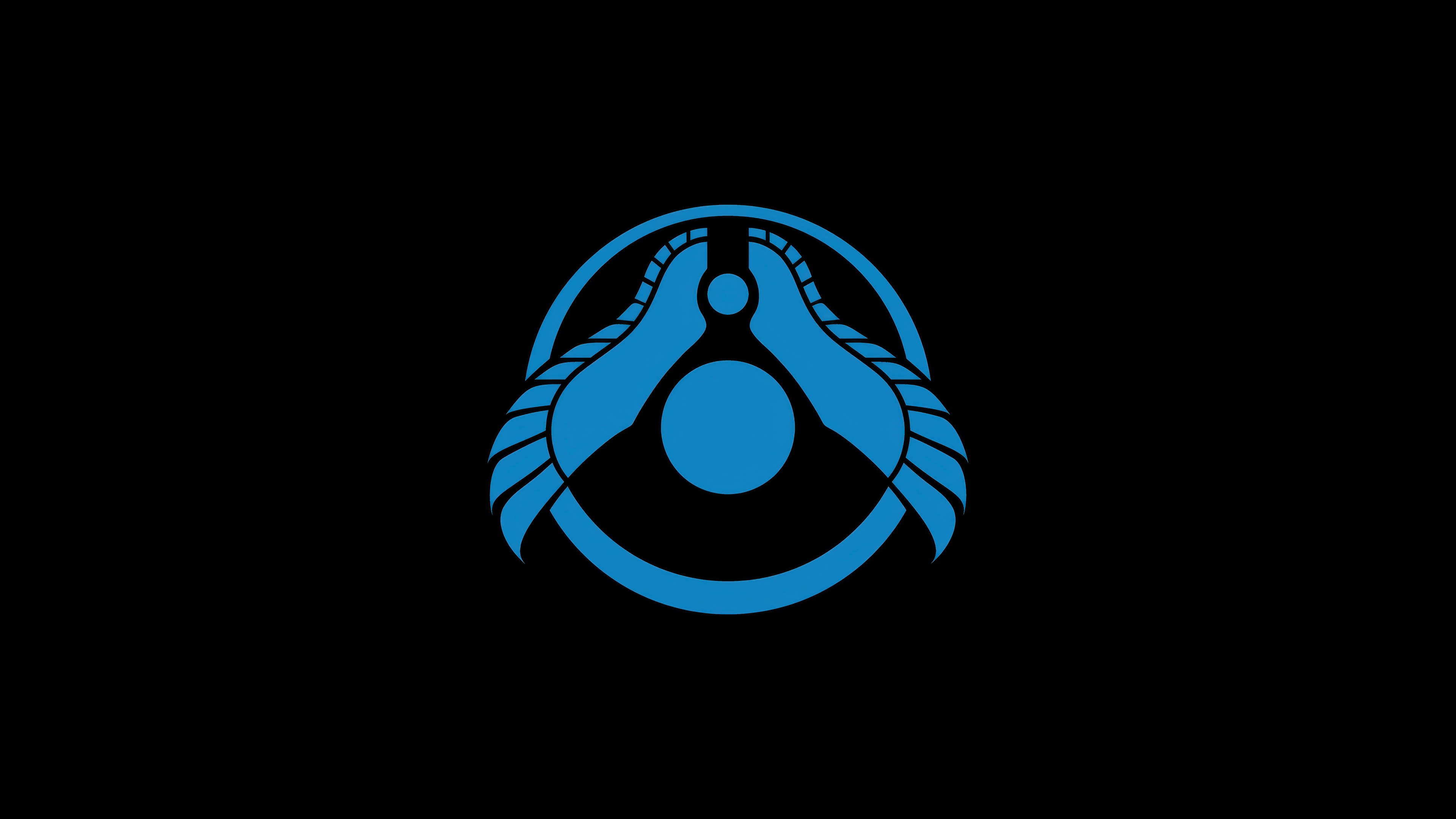 Blue abstract eye symbol on black background HD Wallpaper