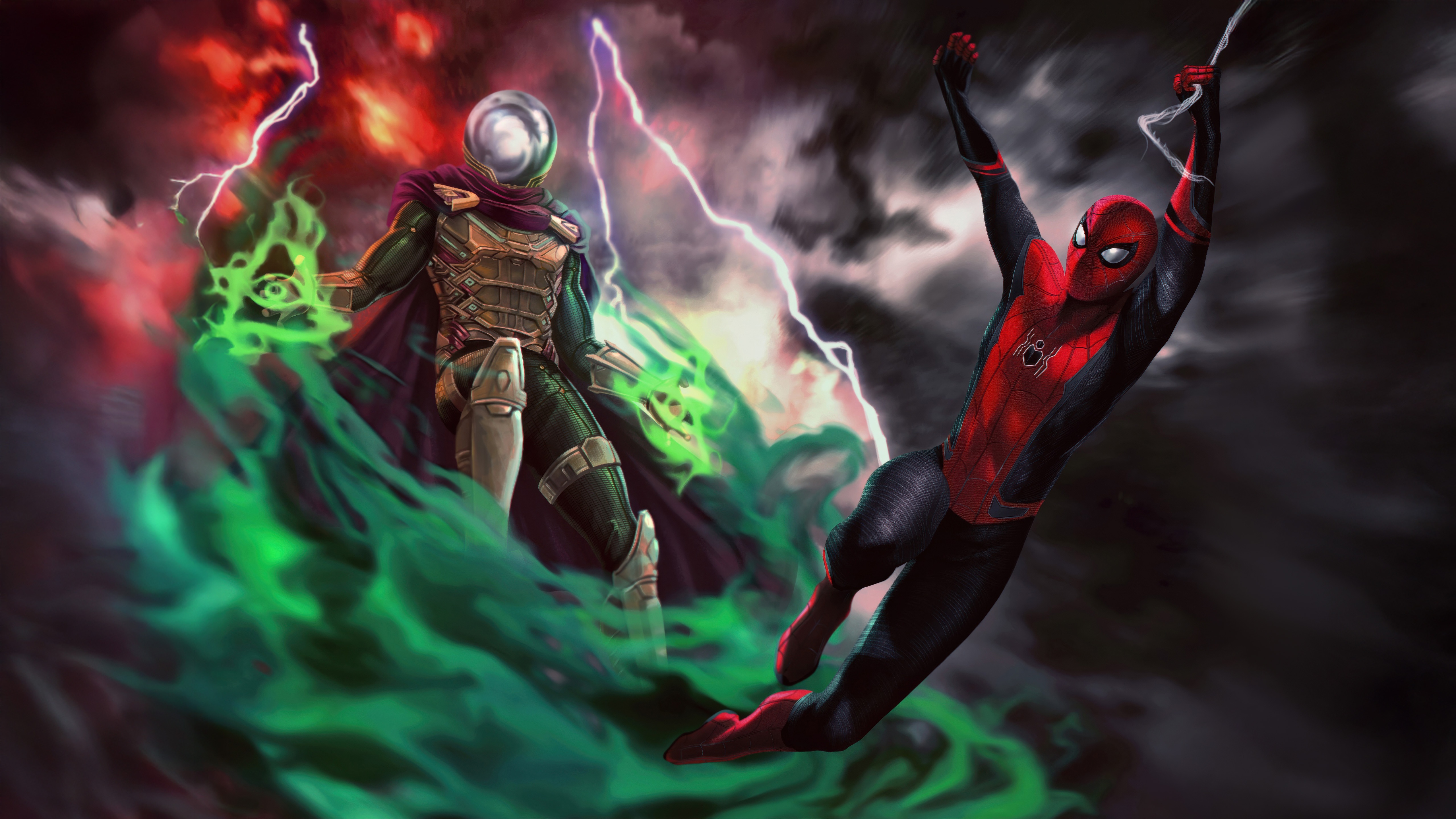 Mysterio vs. Spider-Man Battle HD Wallpaper