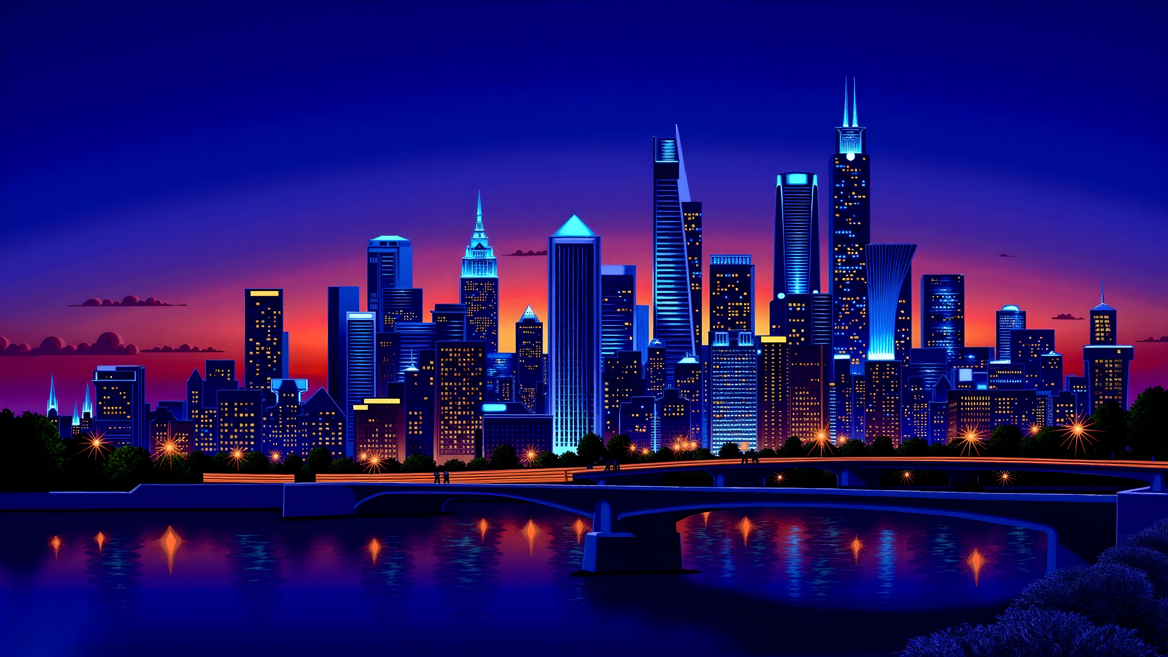 New York Neon Skyline Dreams Cityscape HD Wallpaper