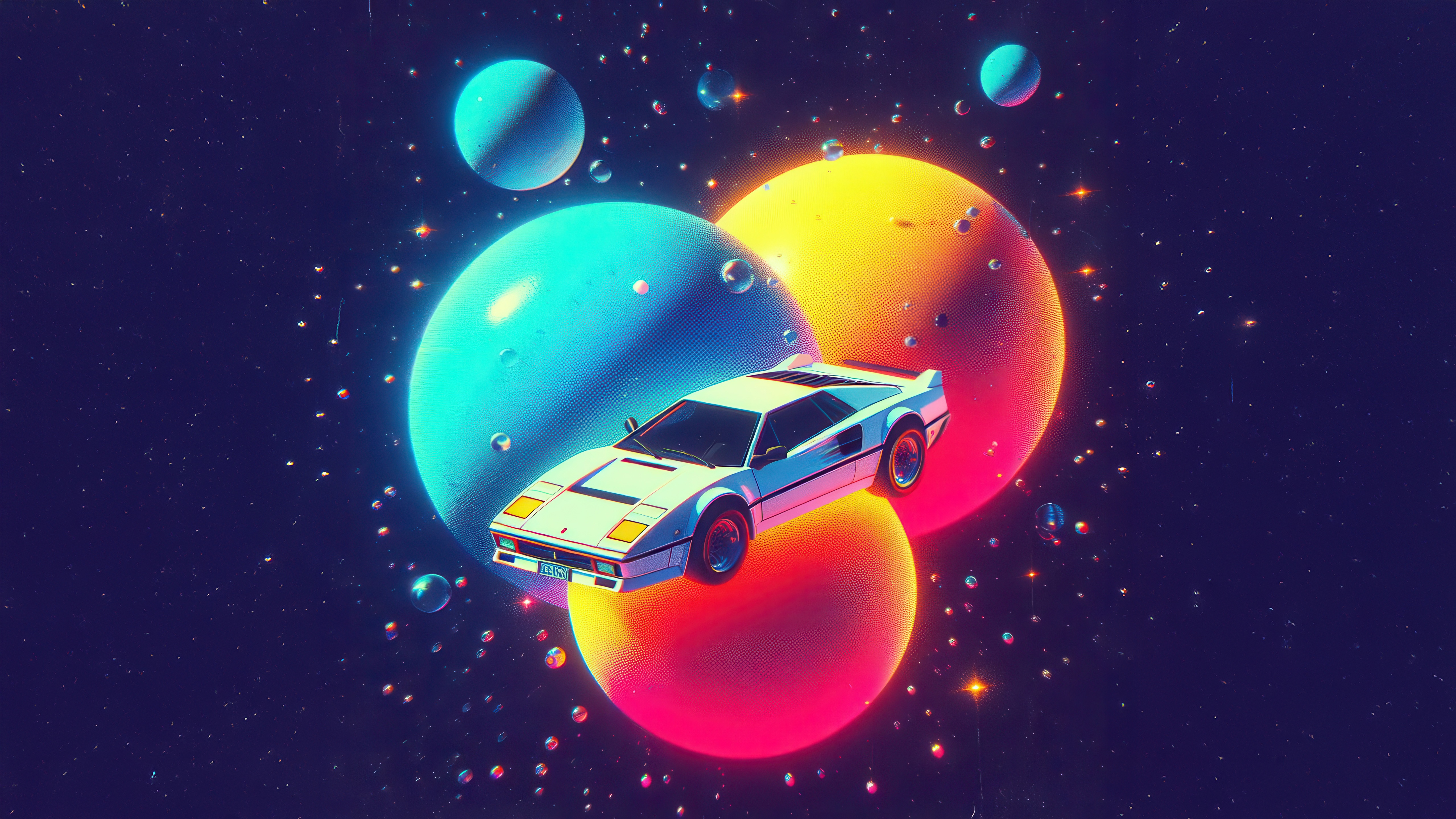 80s Dream Space Car Planetary Escape HD Wallpaper