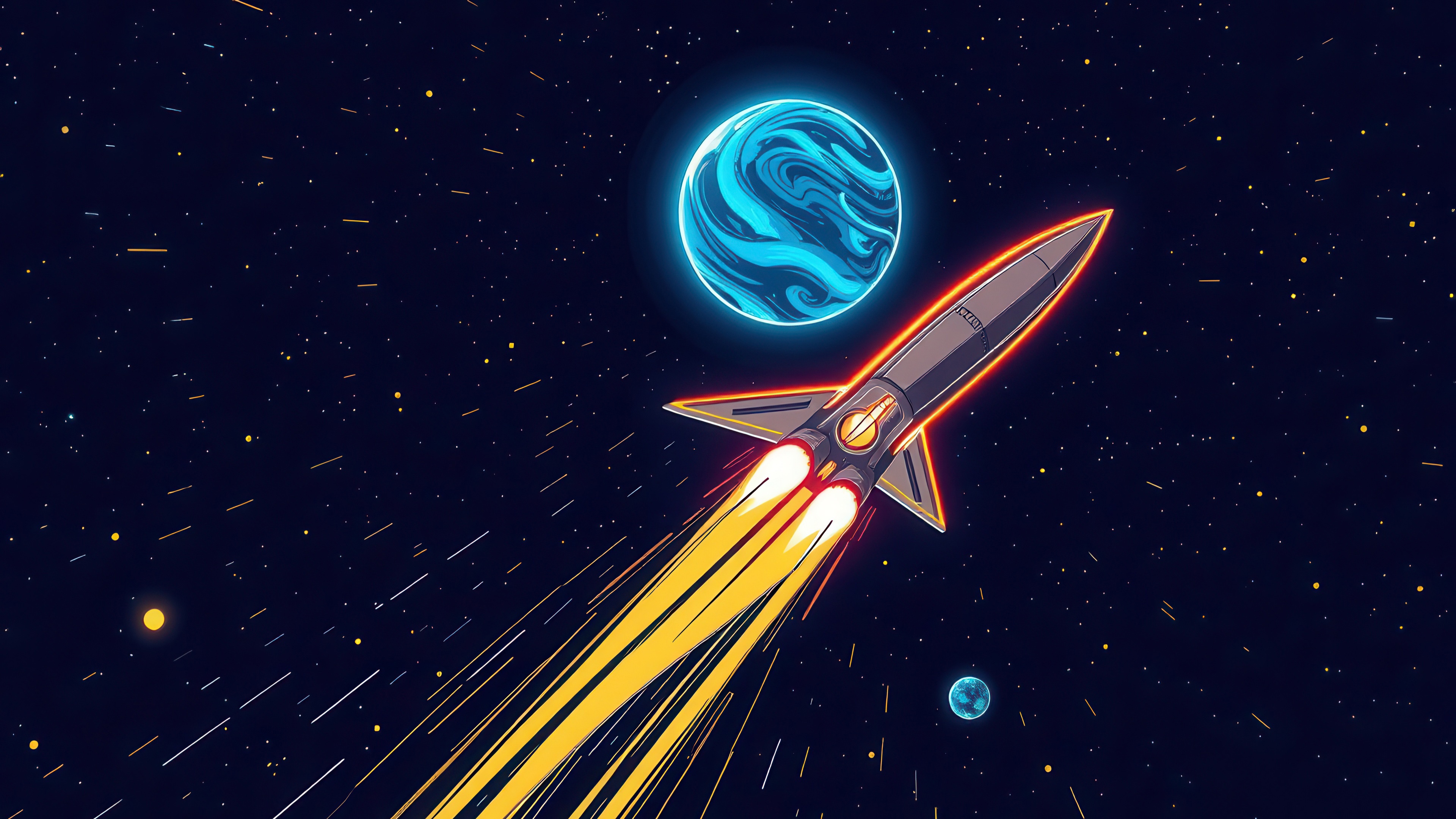 Rocket Blasting Through Star Field HD Wallpaper
