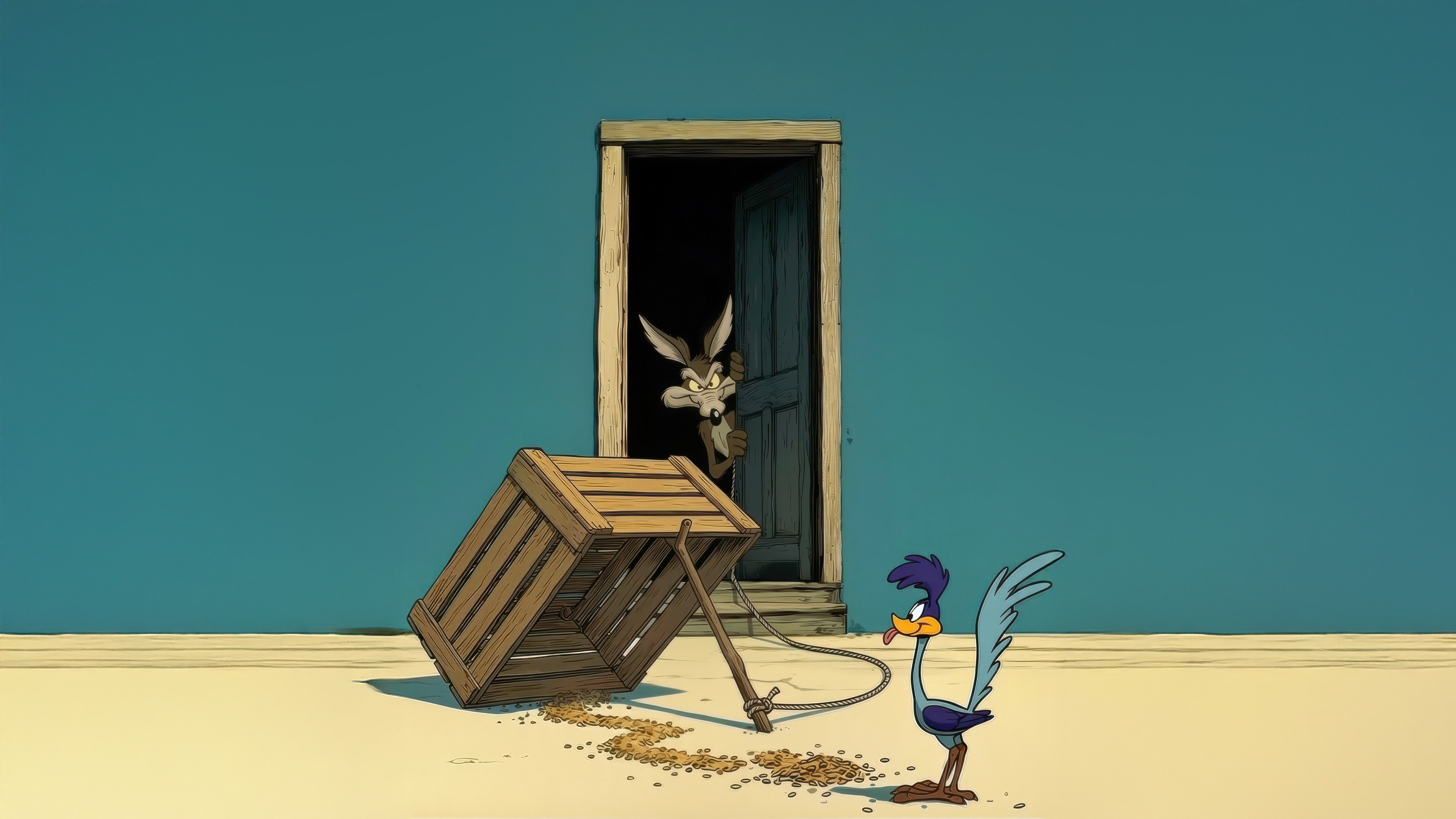 Wile E. Coyote sets a trap for Road Runner HD Wallpaper