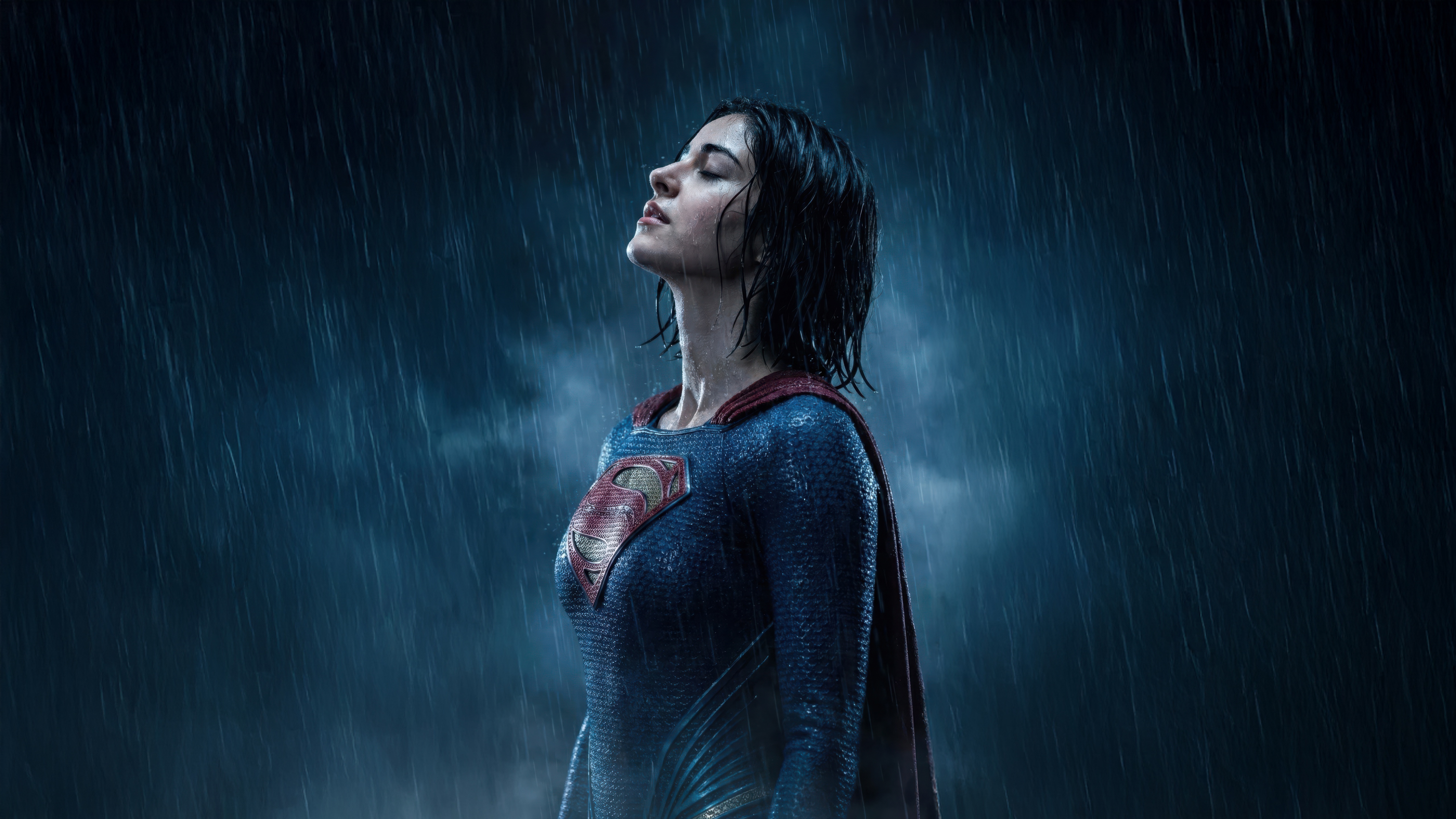 Supergirl in the rain HD Wallpaper