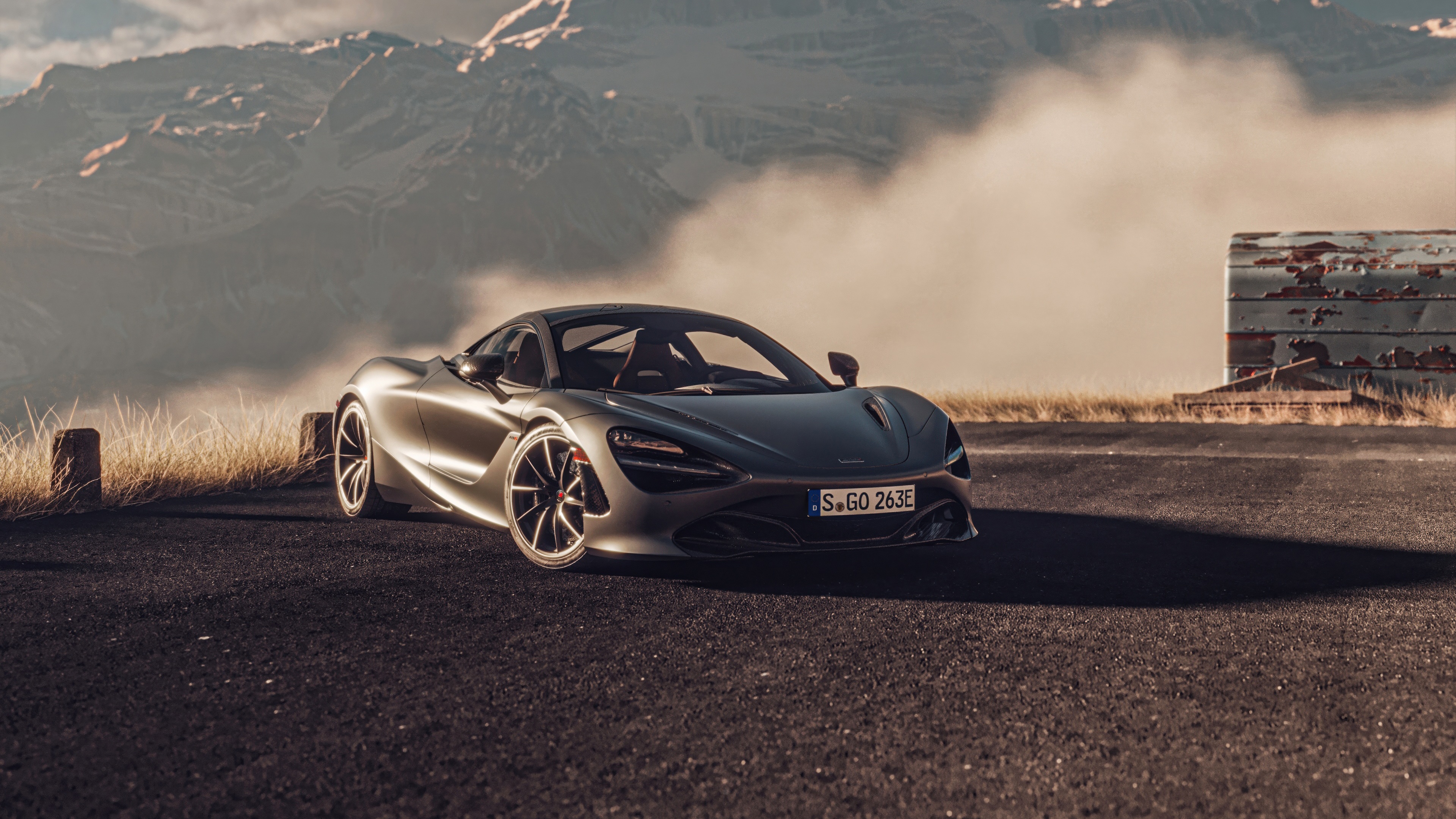 McLaren 720S parked on a mountain road HD Wallpaper