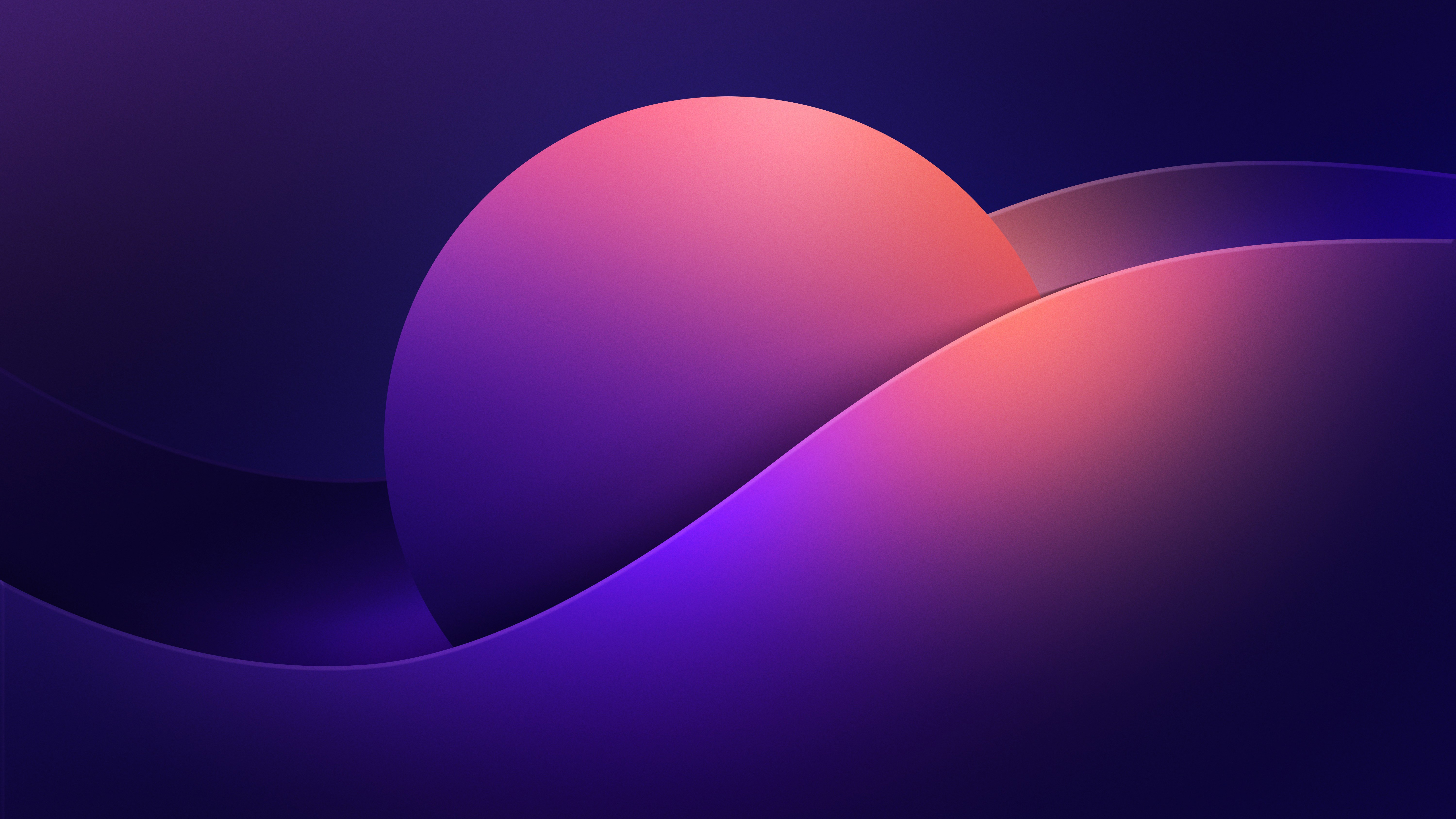Pink and purple gradient orb with flowing waves HD Wallpaper