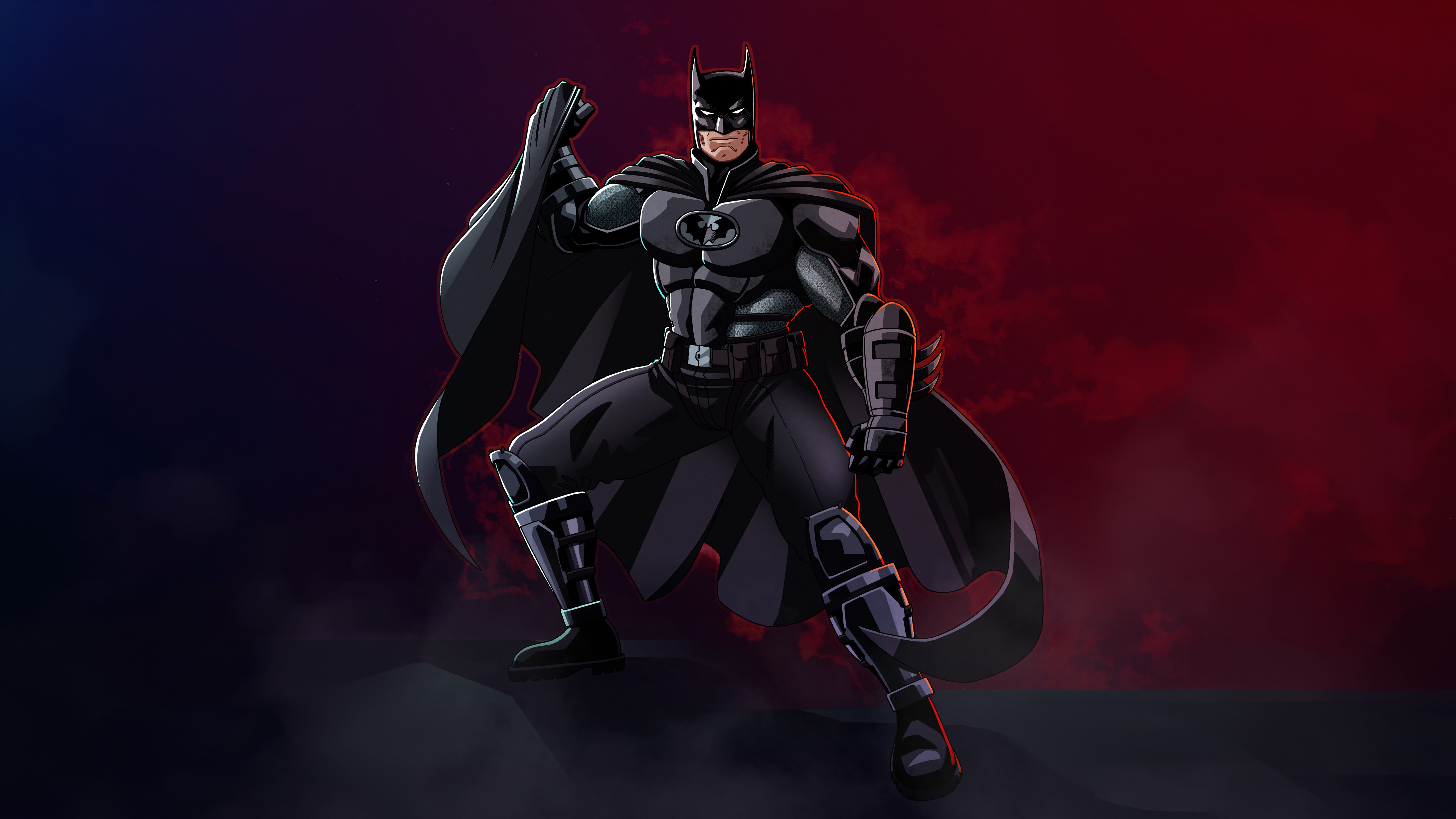 Batman in a dark, stylized suit HD Wallpaper