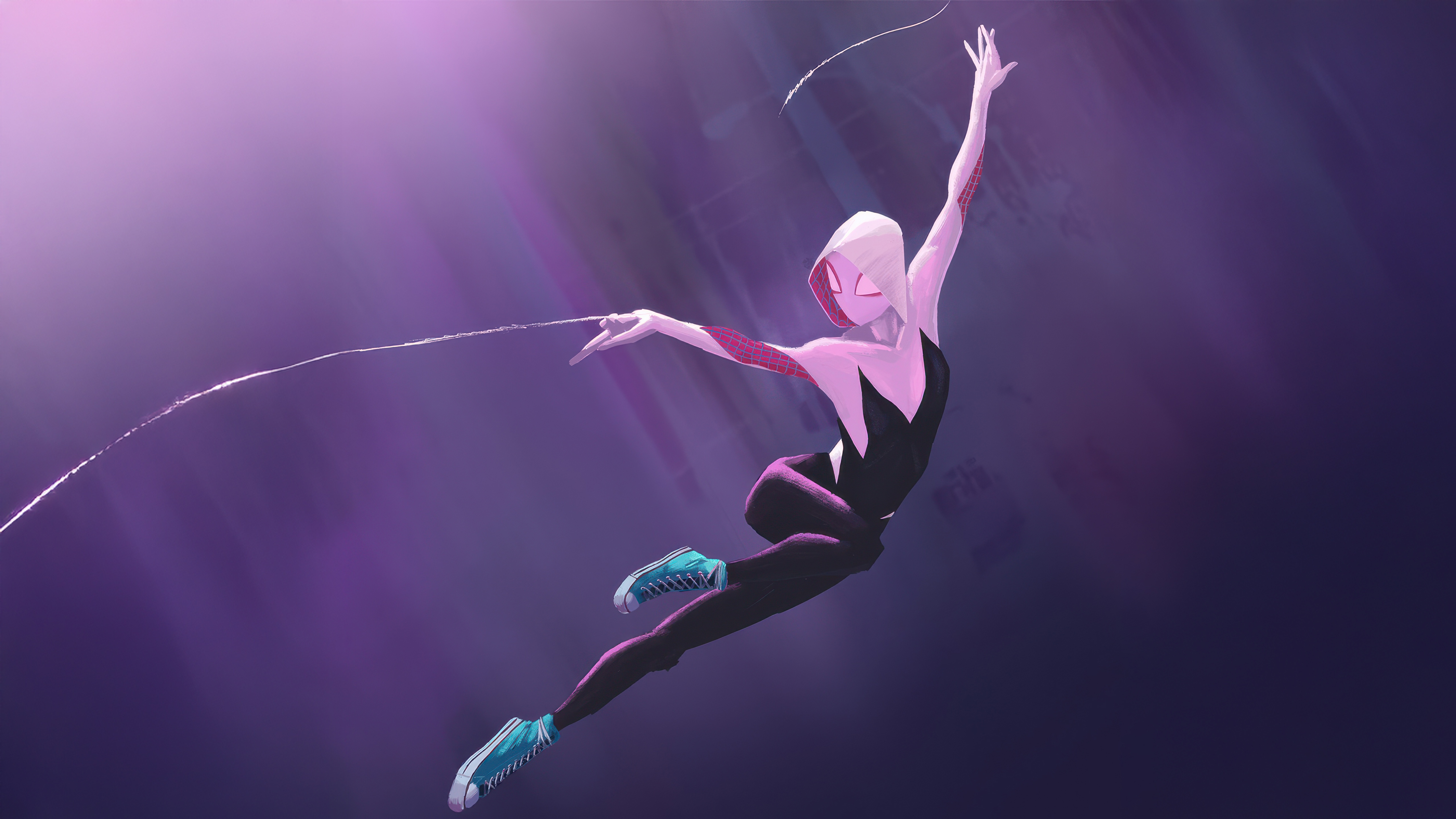 Gwen Stacy as Spider-Gwen shooting webs HD Wallpaper