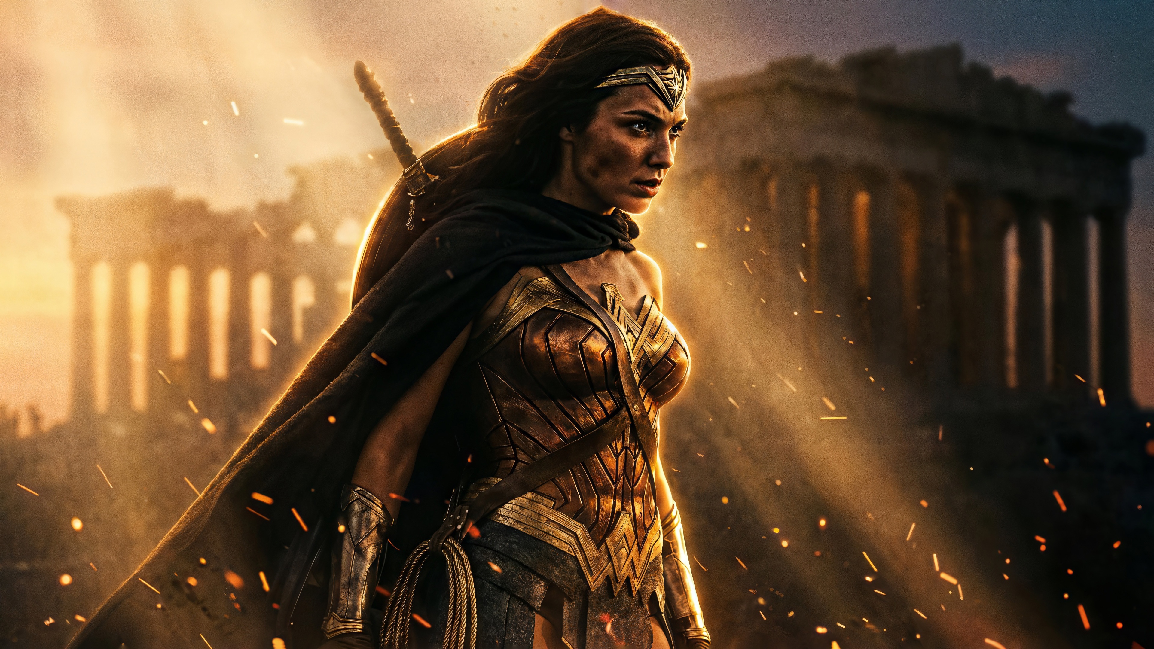 Wonder Woman in front of ancient ruins HD Wallpaper