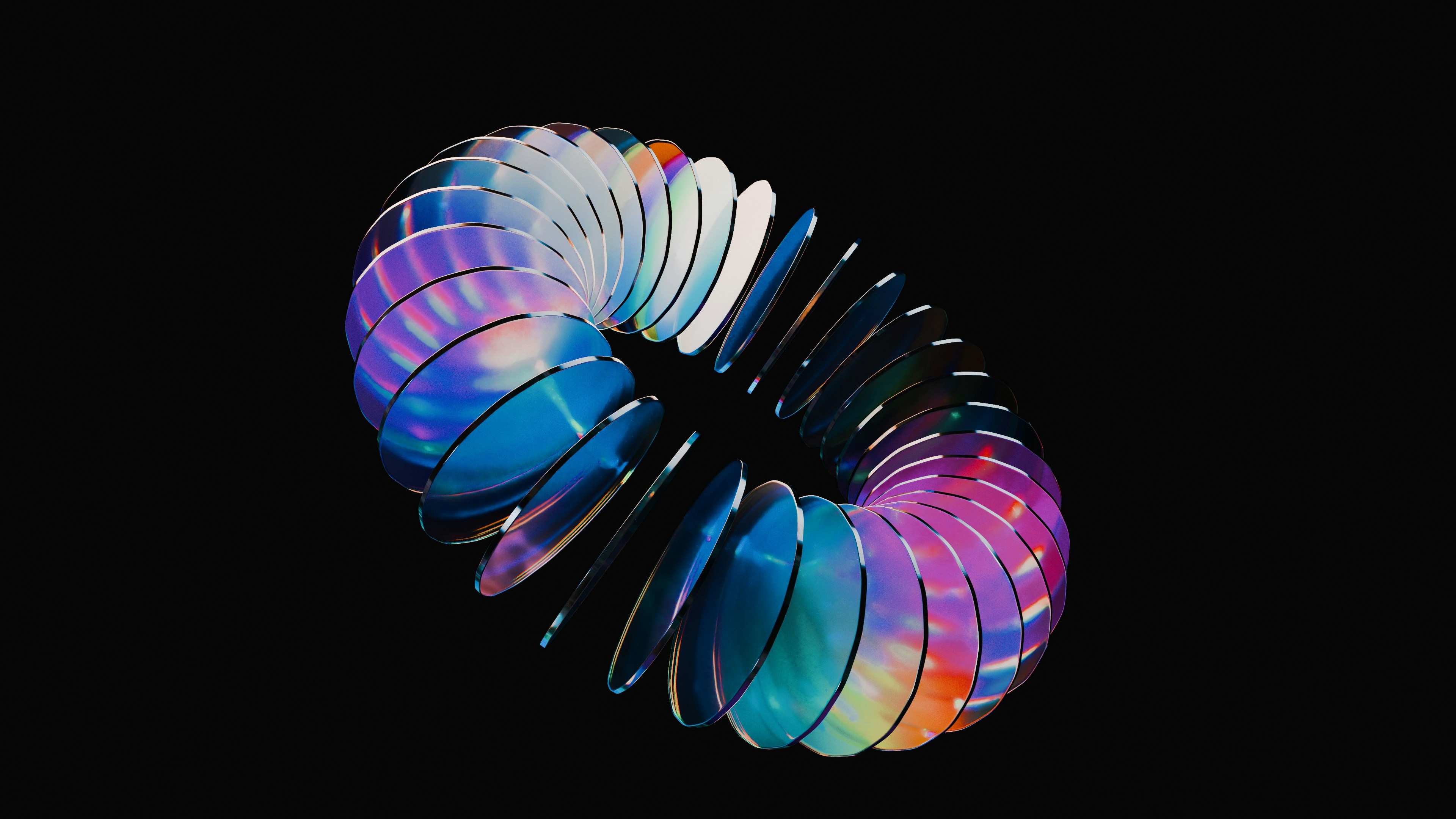 Chromatic Spiral Abstract Rainbow Glass HD Wallpaper