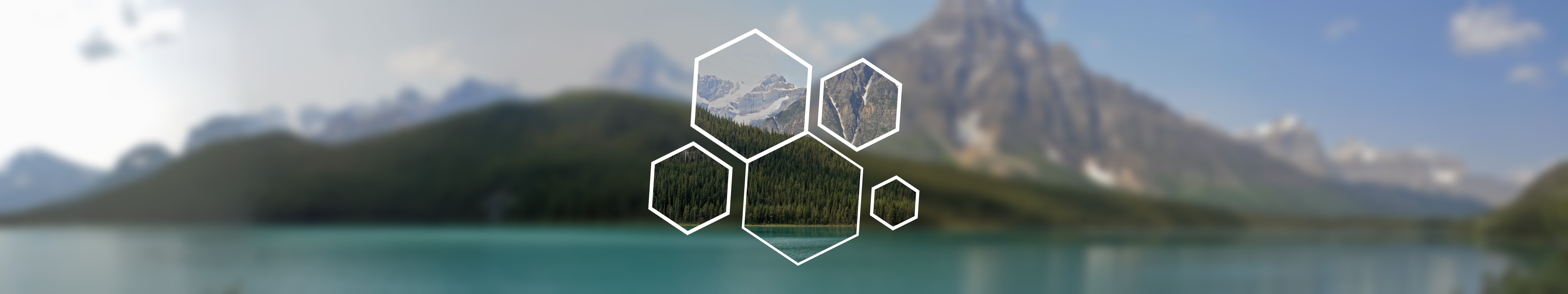 Blurred mountain landscape with hexagonal overlays HD Wallpaper