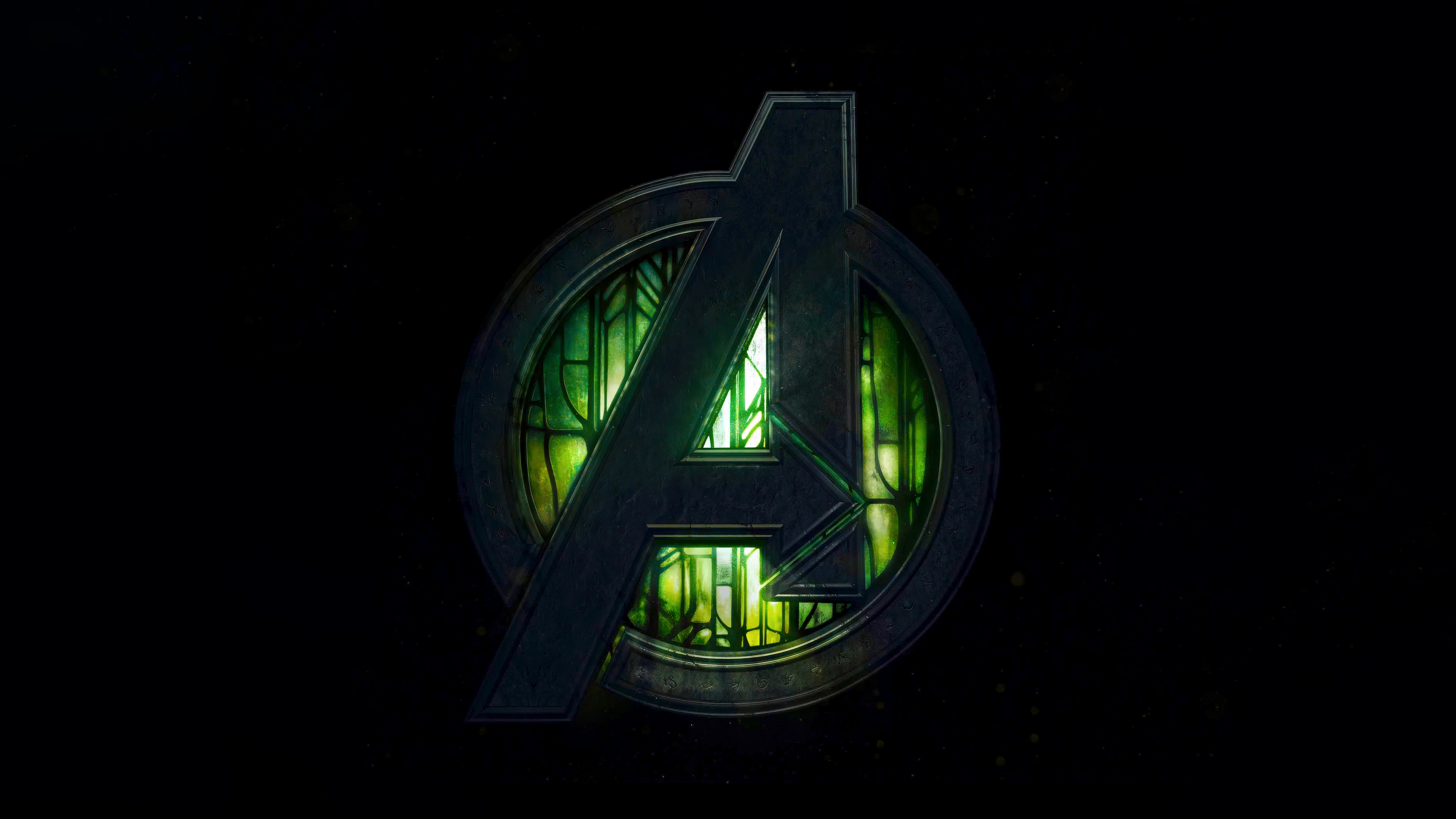 Avengers Logo with Green Interior HD Wallpaper