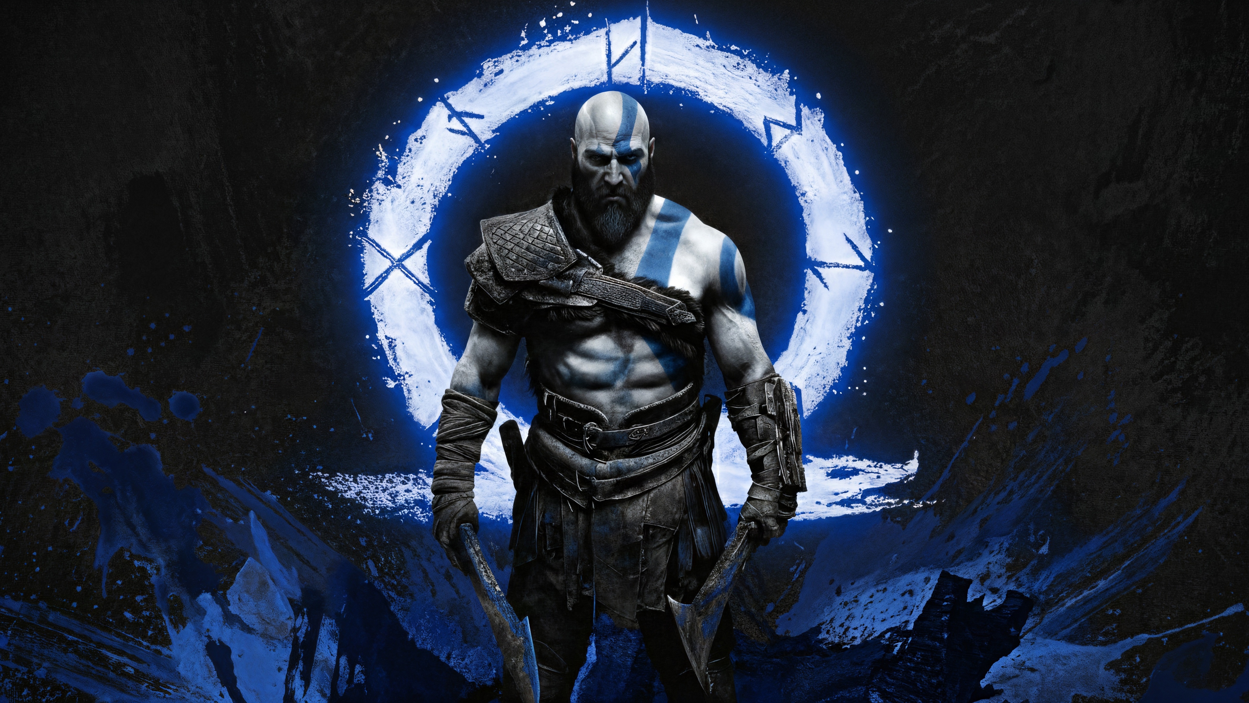 Kratos with the Omega symbol HD Wallpaper