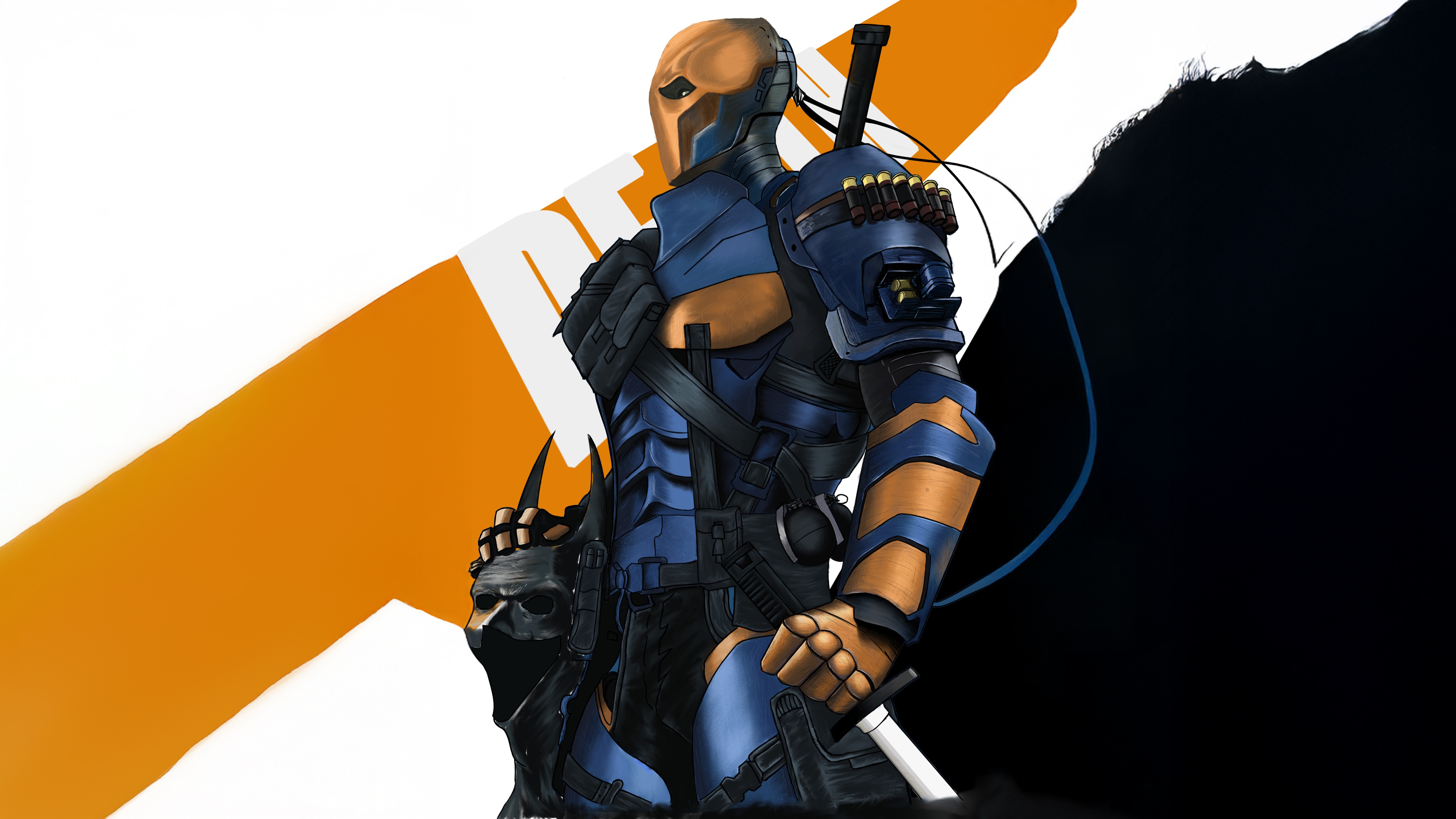 Deathstroke holding Batman's cowl HD Wallpaper