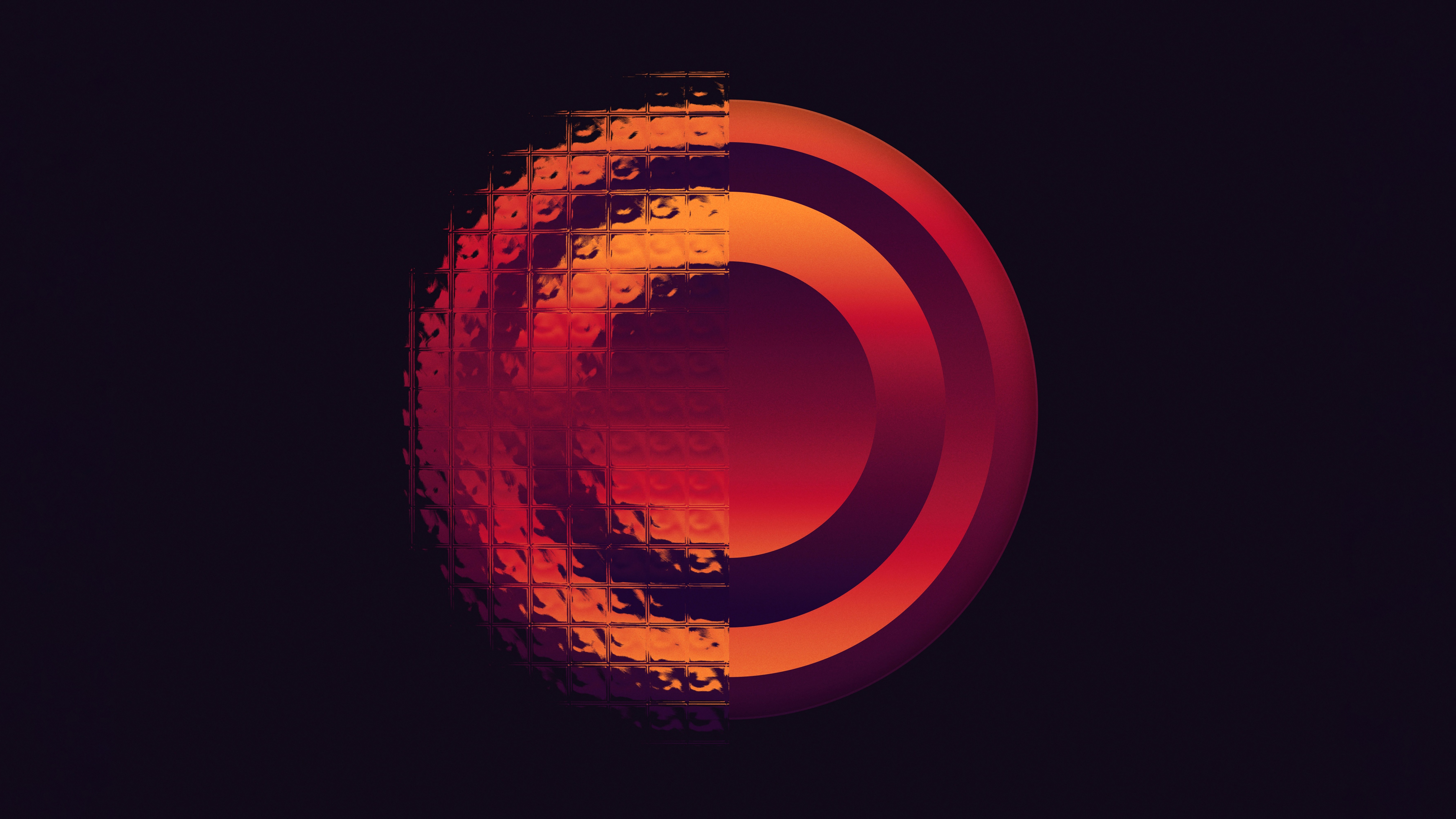 Red pixelated circle with orange and purple gradient HD Wallpaper