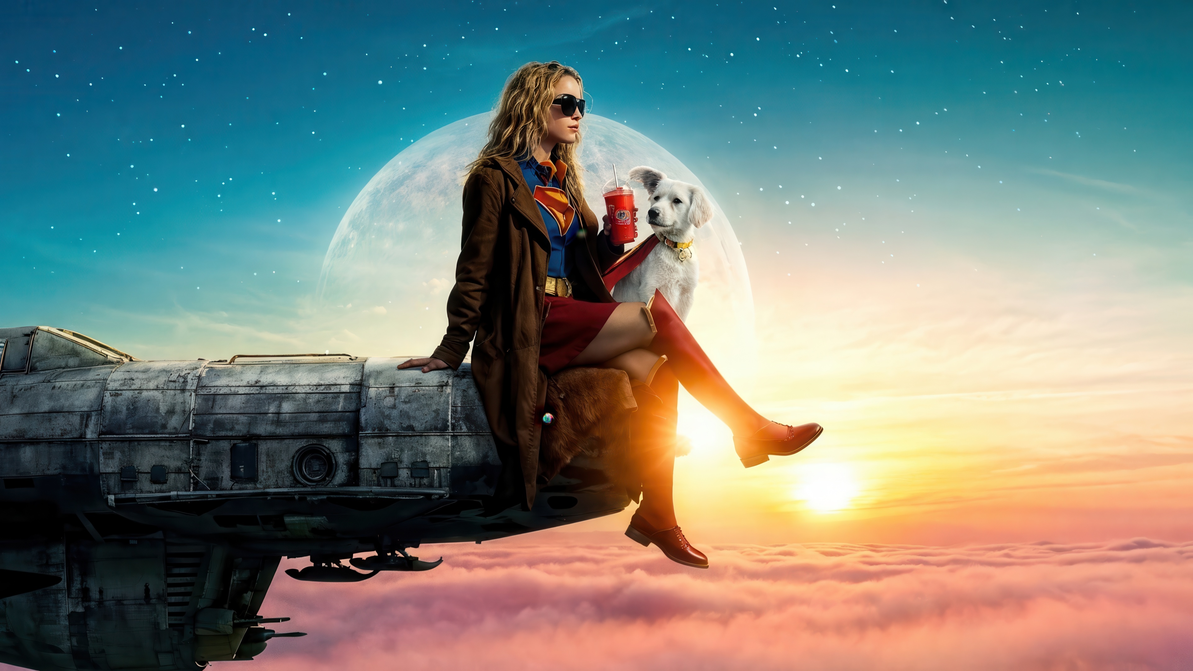 Supergirl and Krypto on a spaceship HD Wallpaper