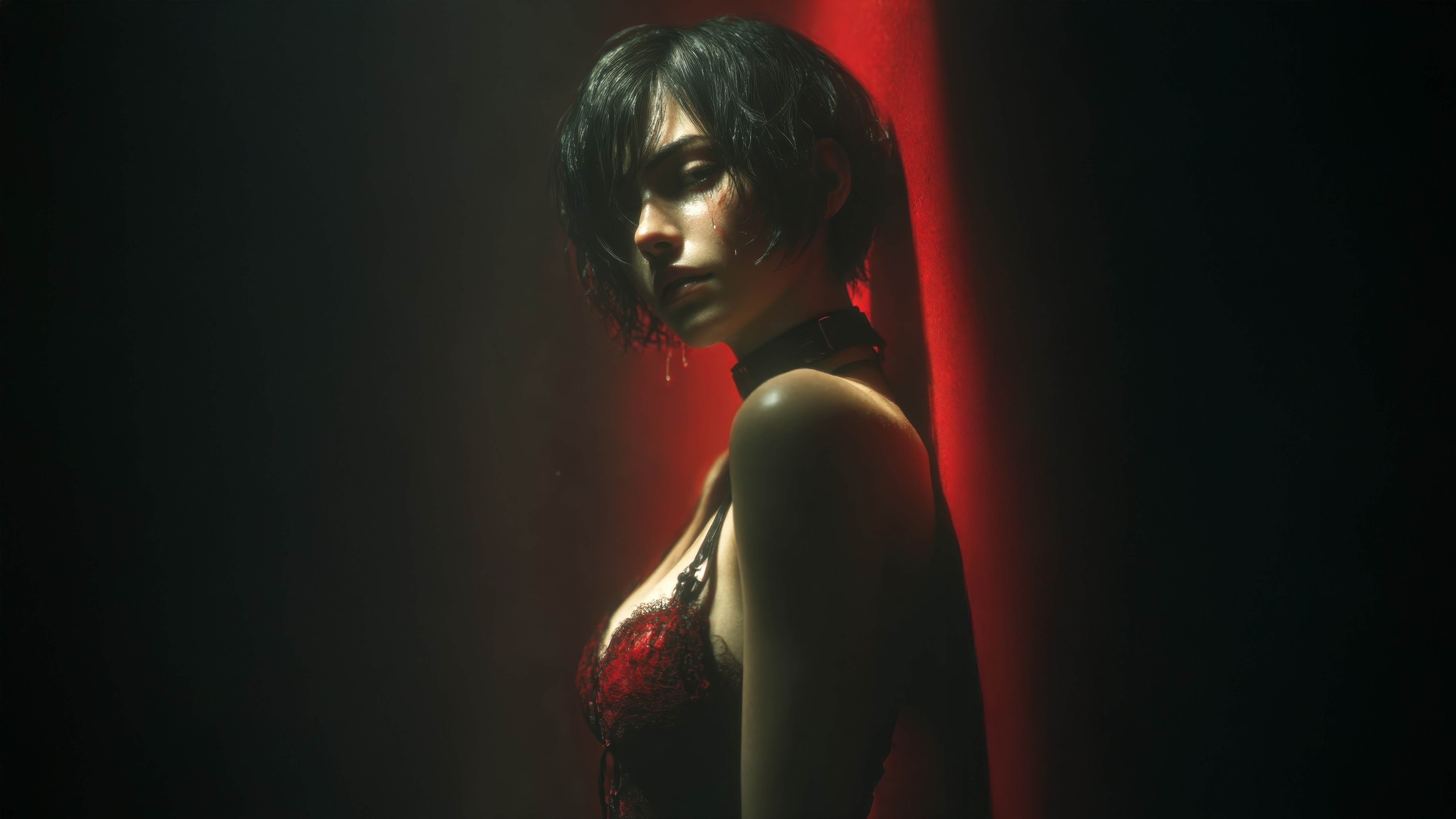 Ada Wong in a red-lit environment HD Wallpaper