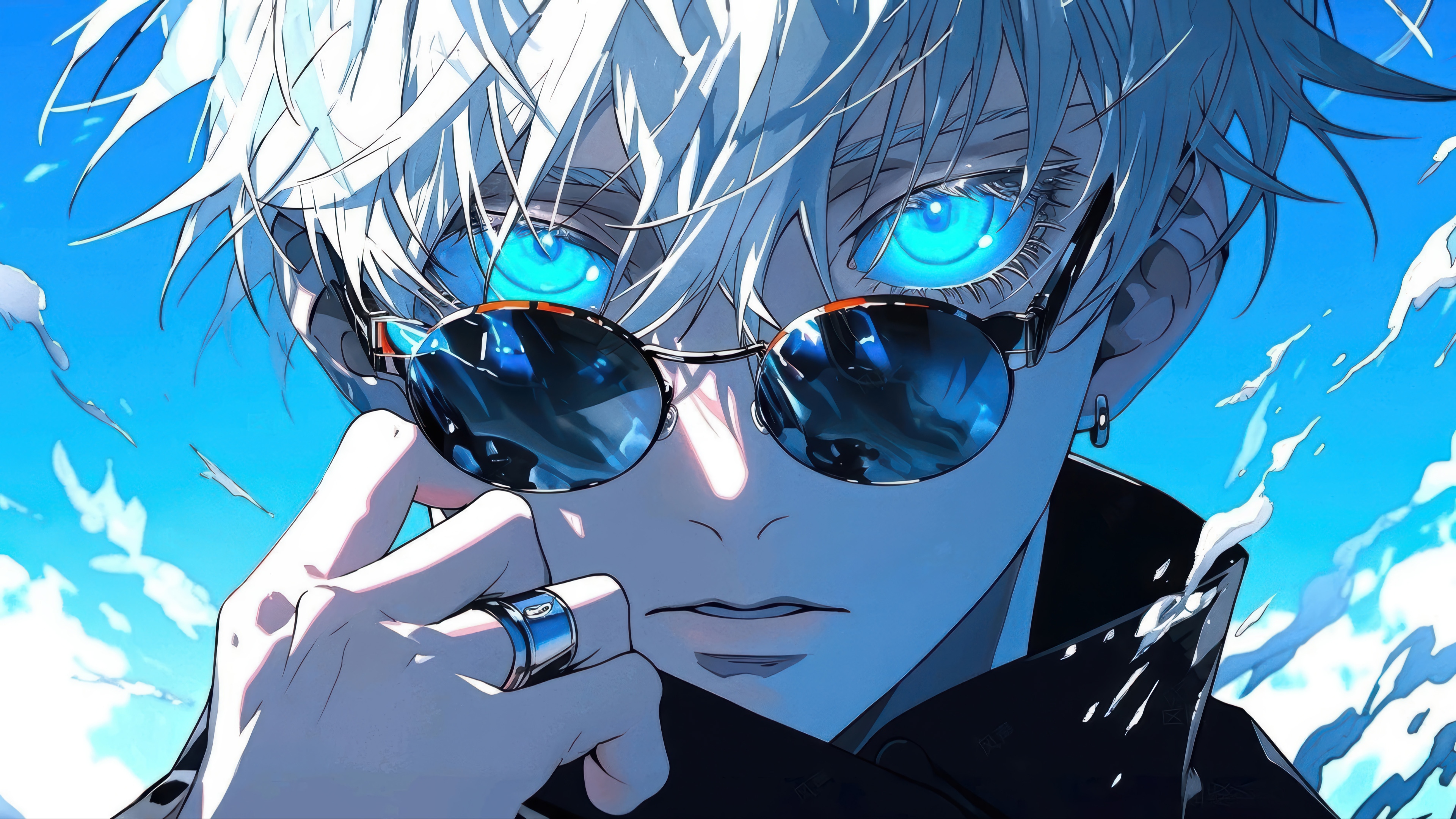 Satoru Gojo from Jujutsu Kaisen wearing sunglasses HD Wallpaper