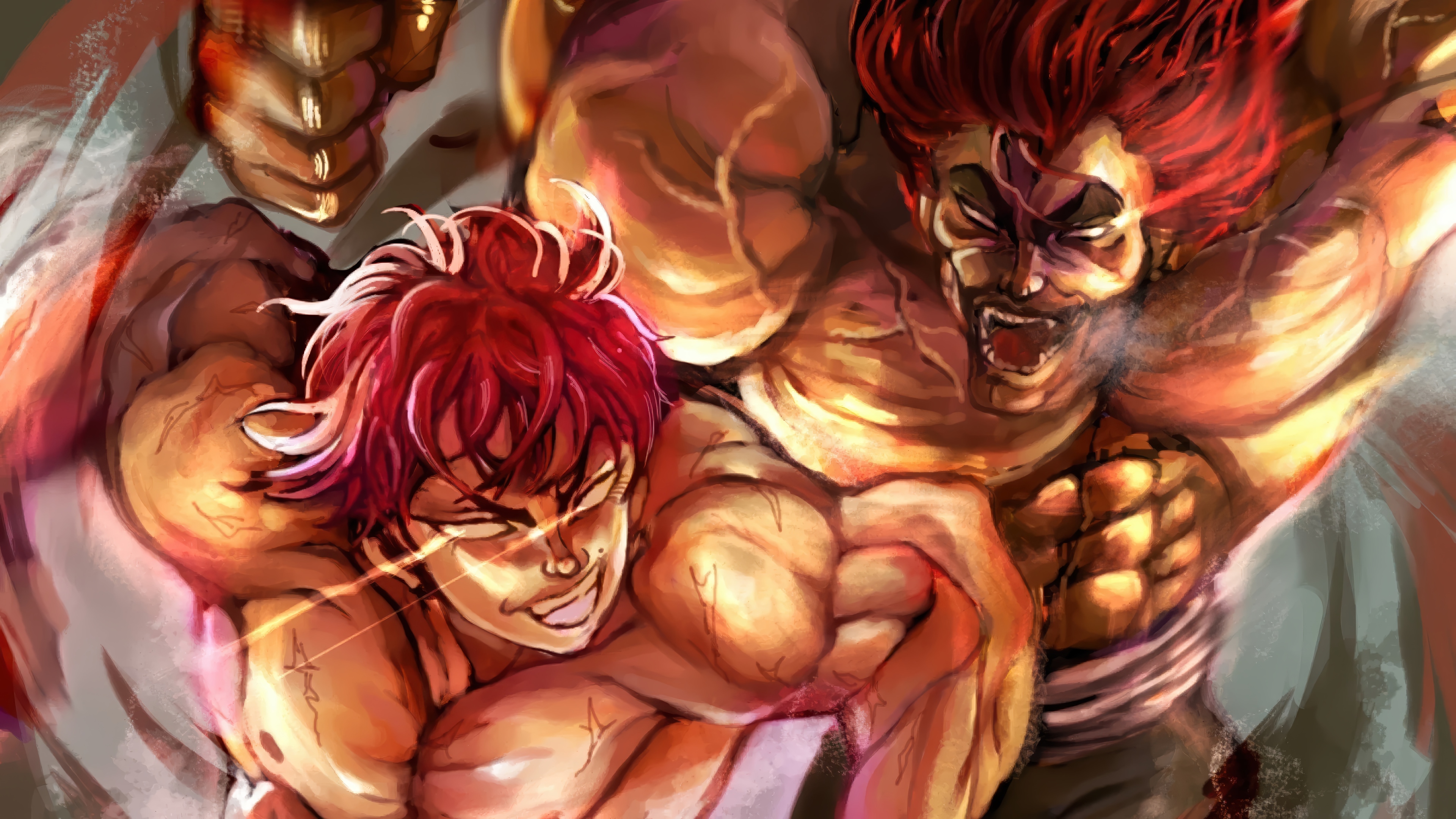 Baki Hanma and Yujiro Hanma fighting 4K HD Wallpaper