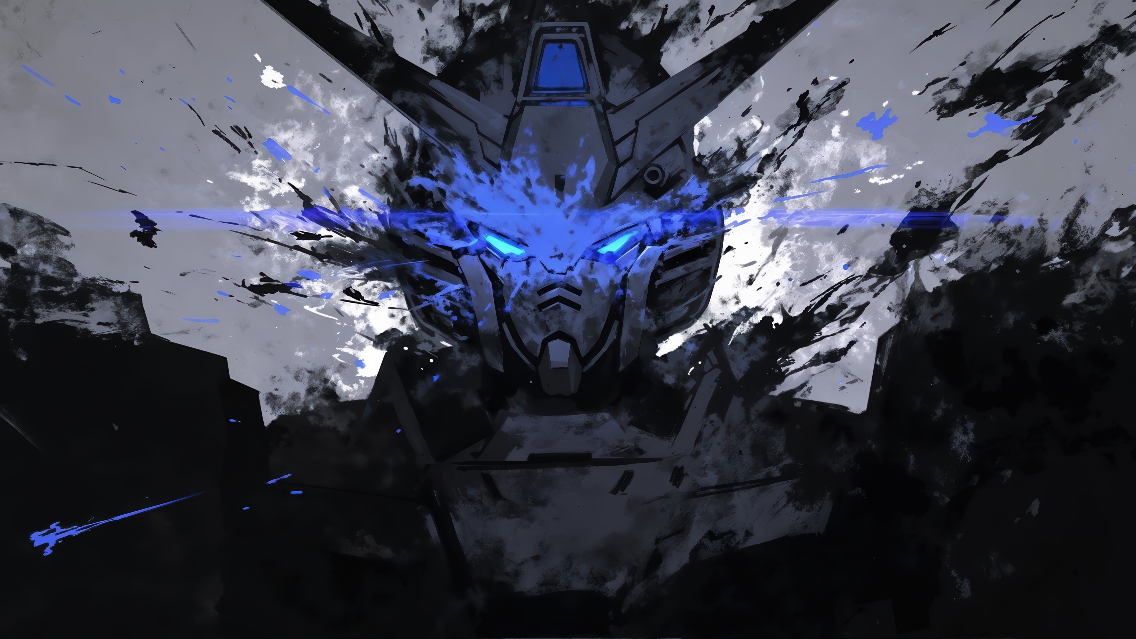 Gundam Mecha with Glowing Blue Eyes 4K HD Wallpaper