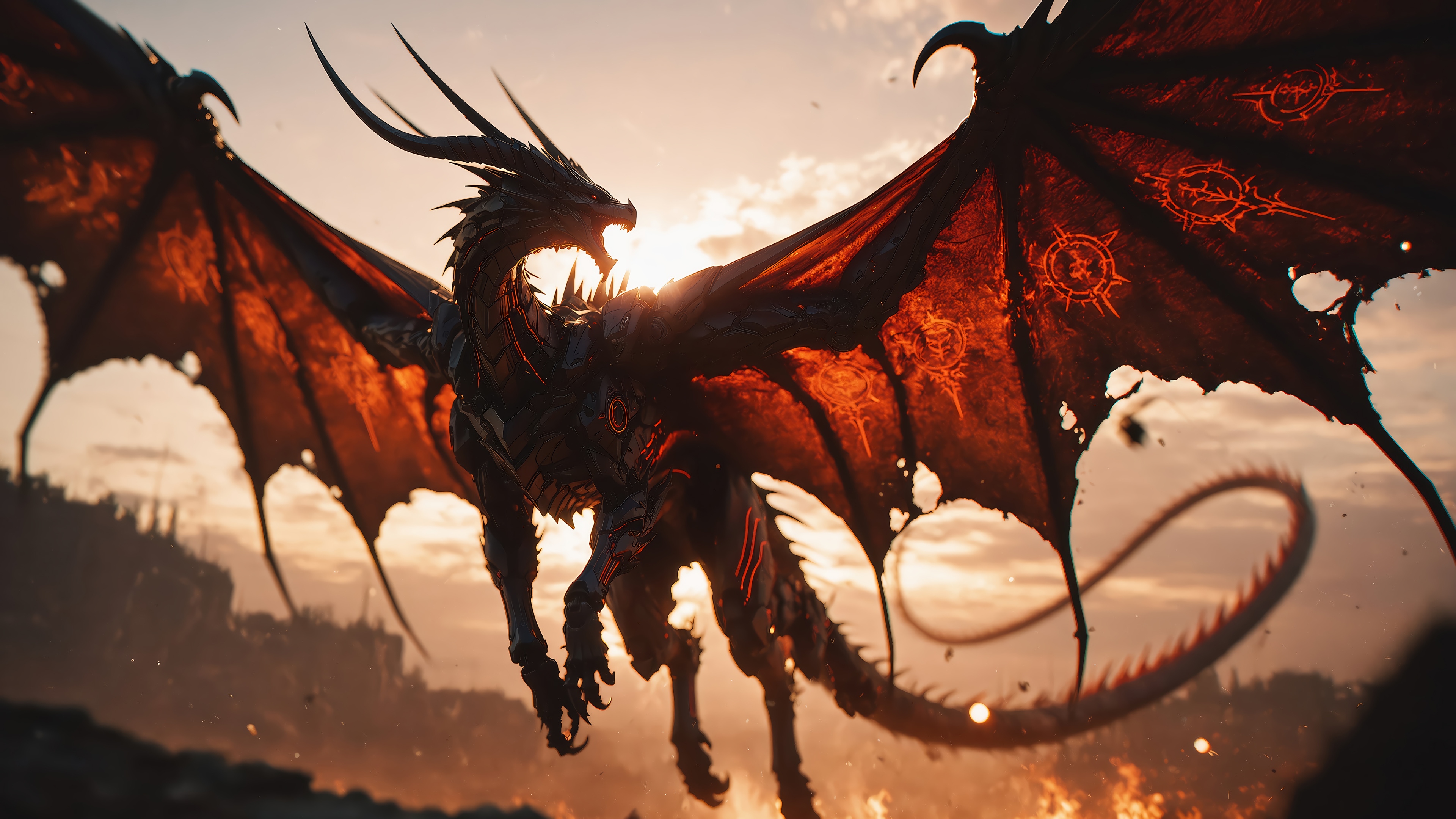 Fantasy Sci-Fi Dragon in 4K HD Wallpaper