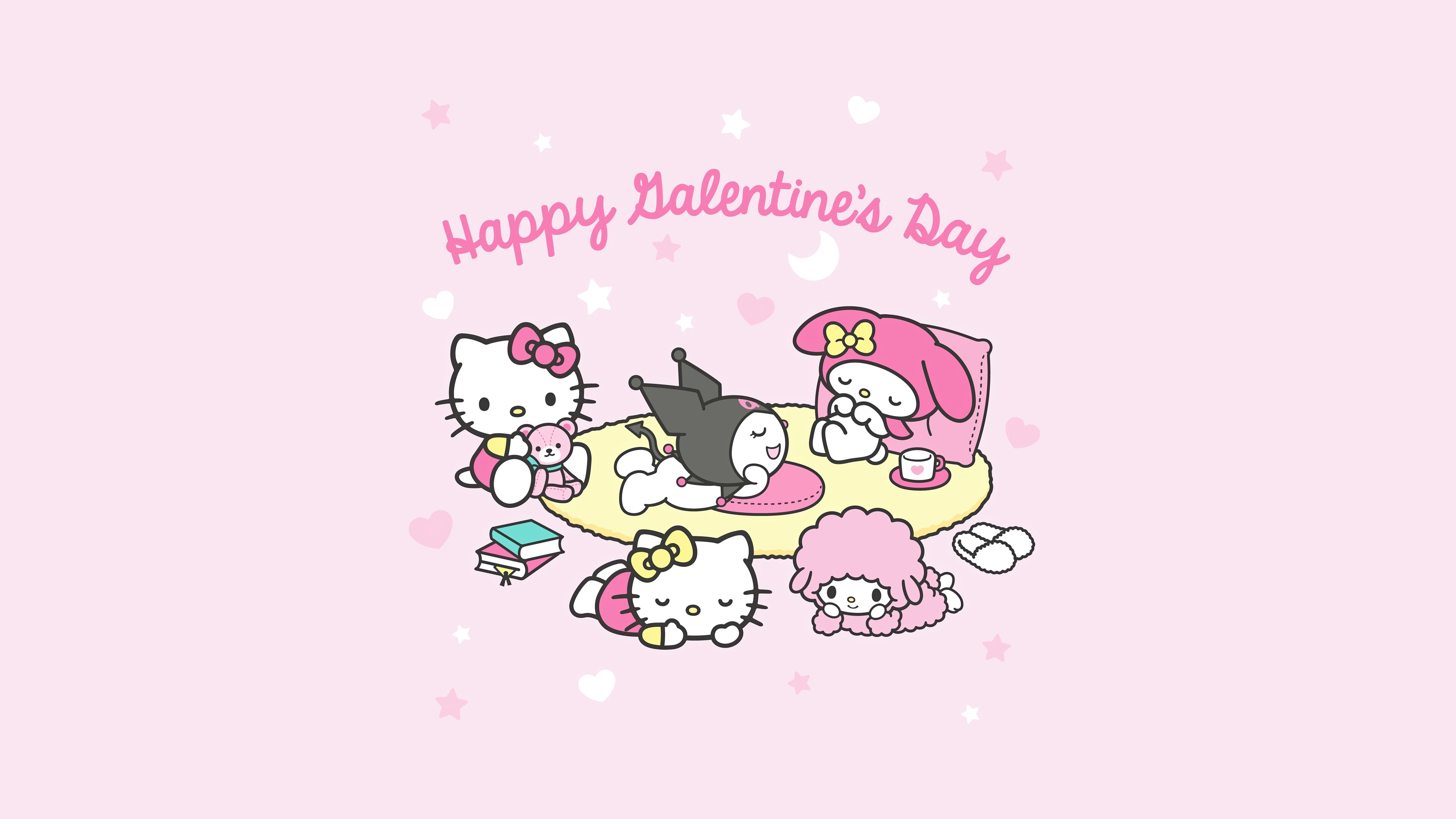 Happy Galentine's Day with Hello Kitty and Friends HD Wallpaper