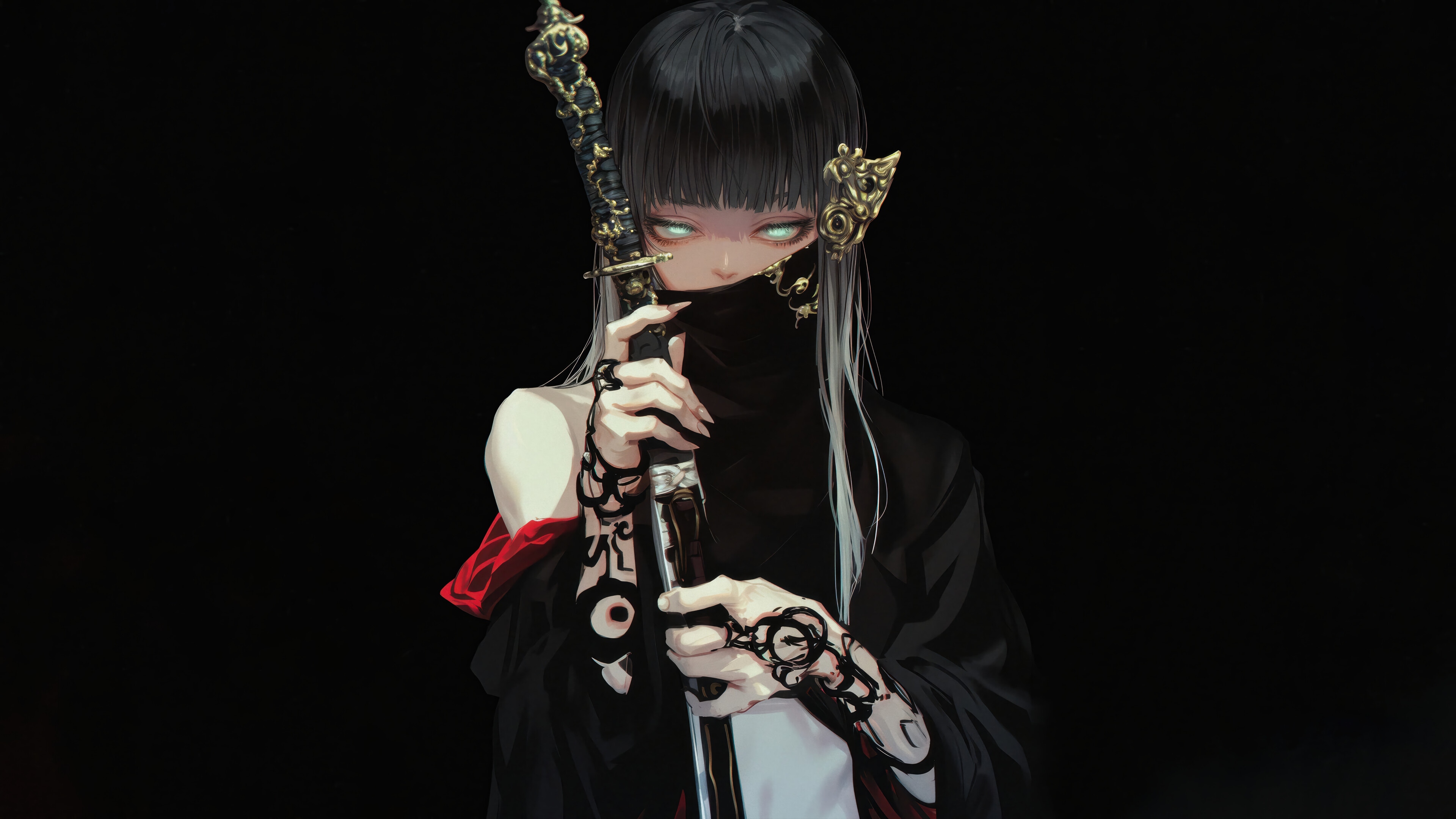 Anime Girl with Sword HD Wallpaper
