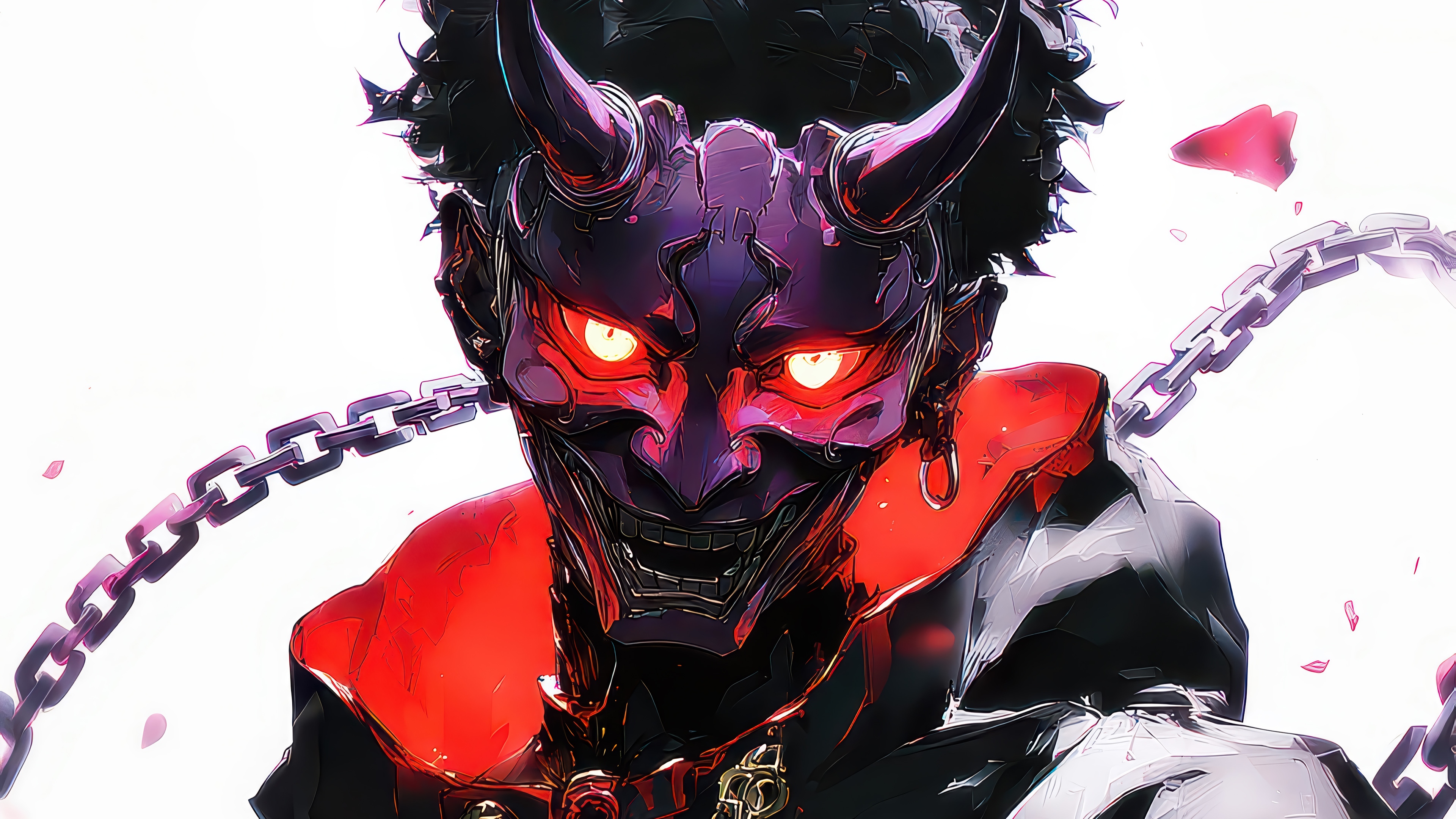 Anime Boy with Oni Mask and Chains 4K HD Wallpaper