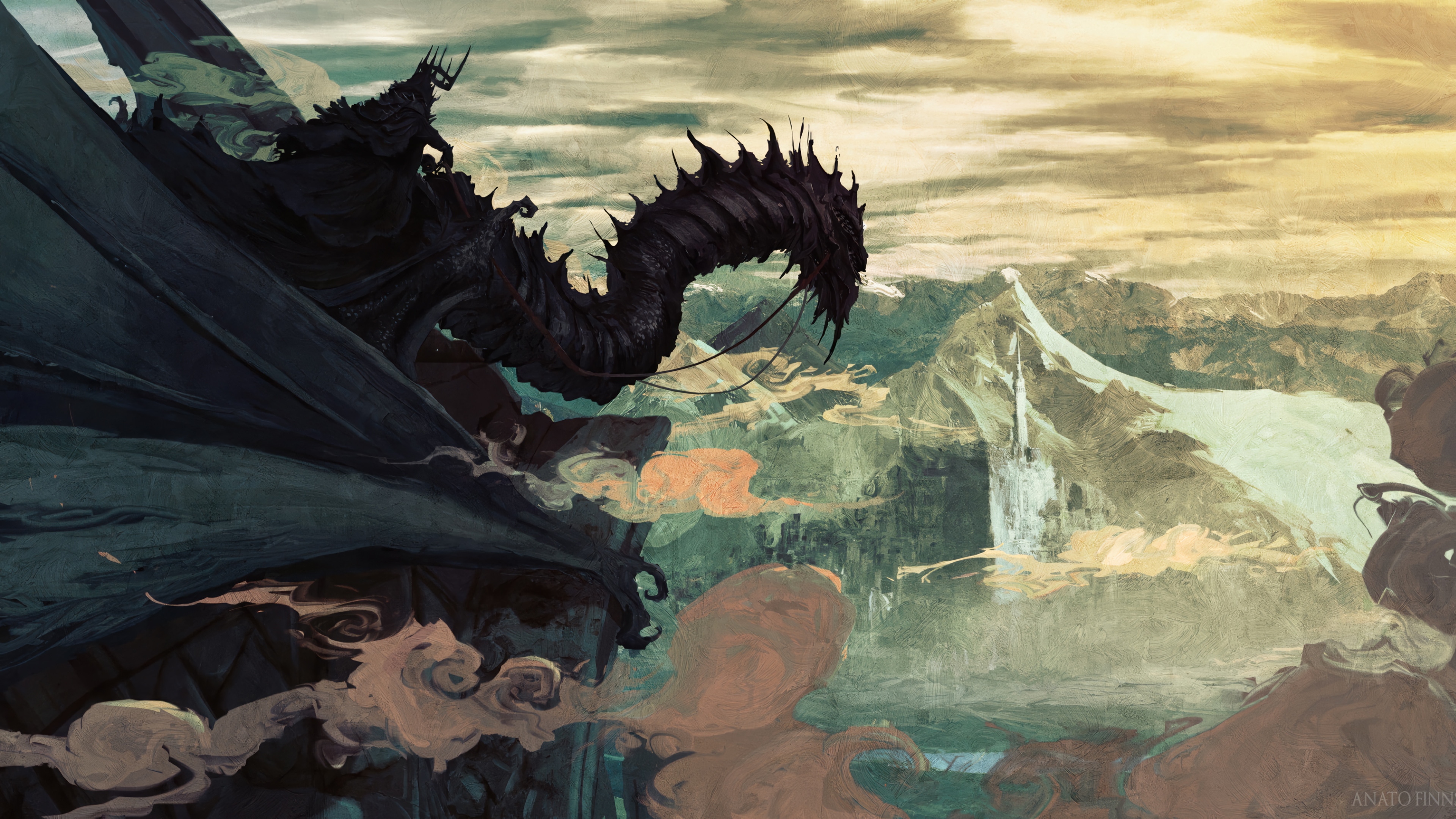 Nazgul on Dragon in The Lord of the Rings 4K HD Wallpaper