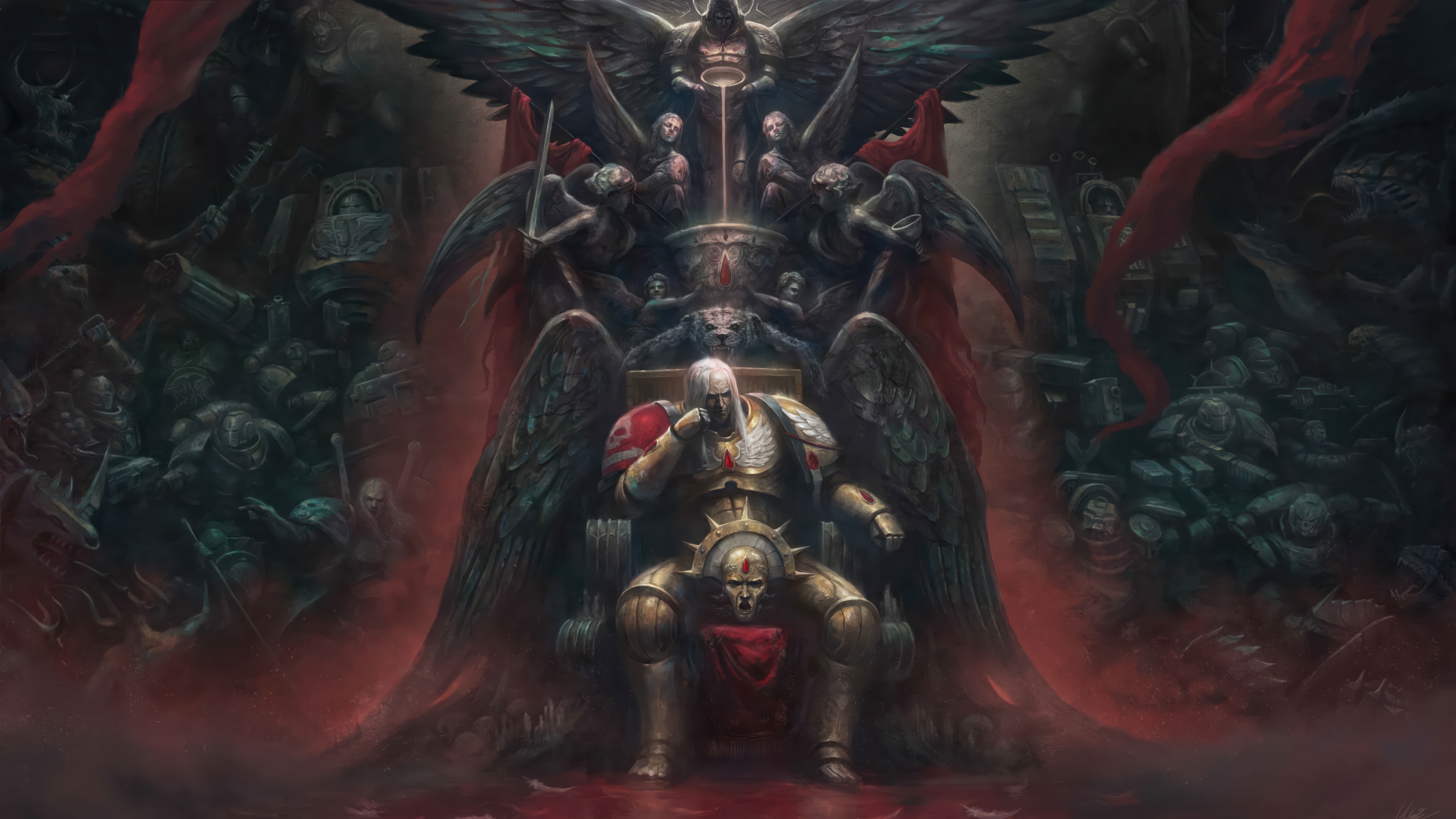 Warhammer Sanguinius on the Golden Throne 4K HD Wallpaper