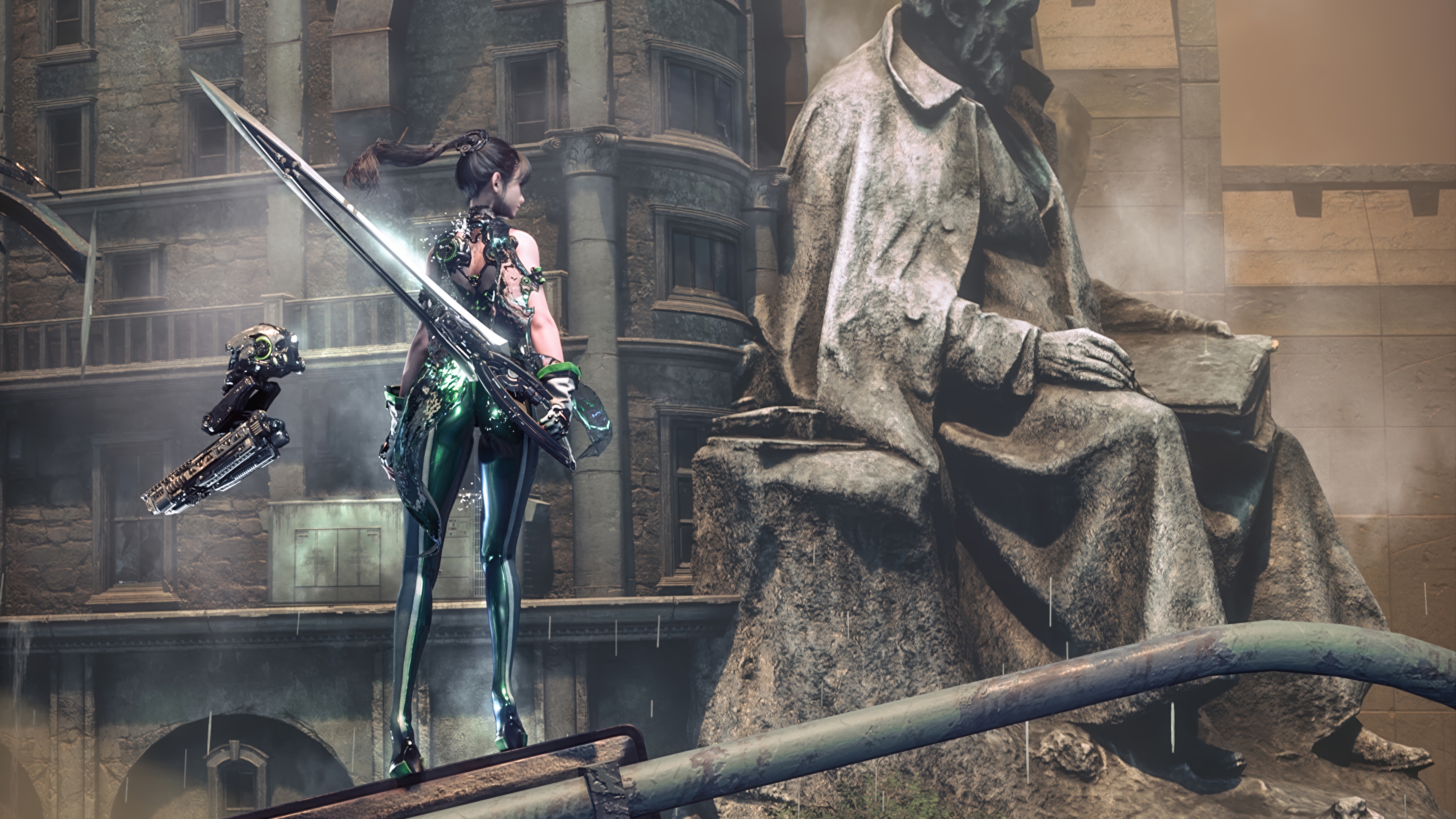 EVE from Stellar Blade with a sword and drone HD Wallpaper