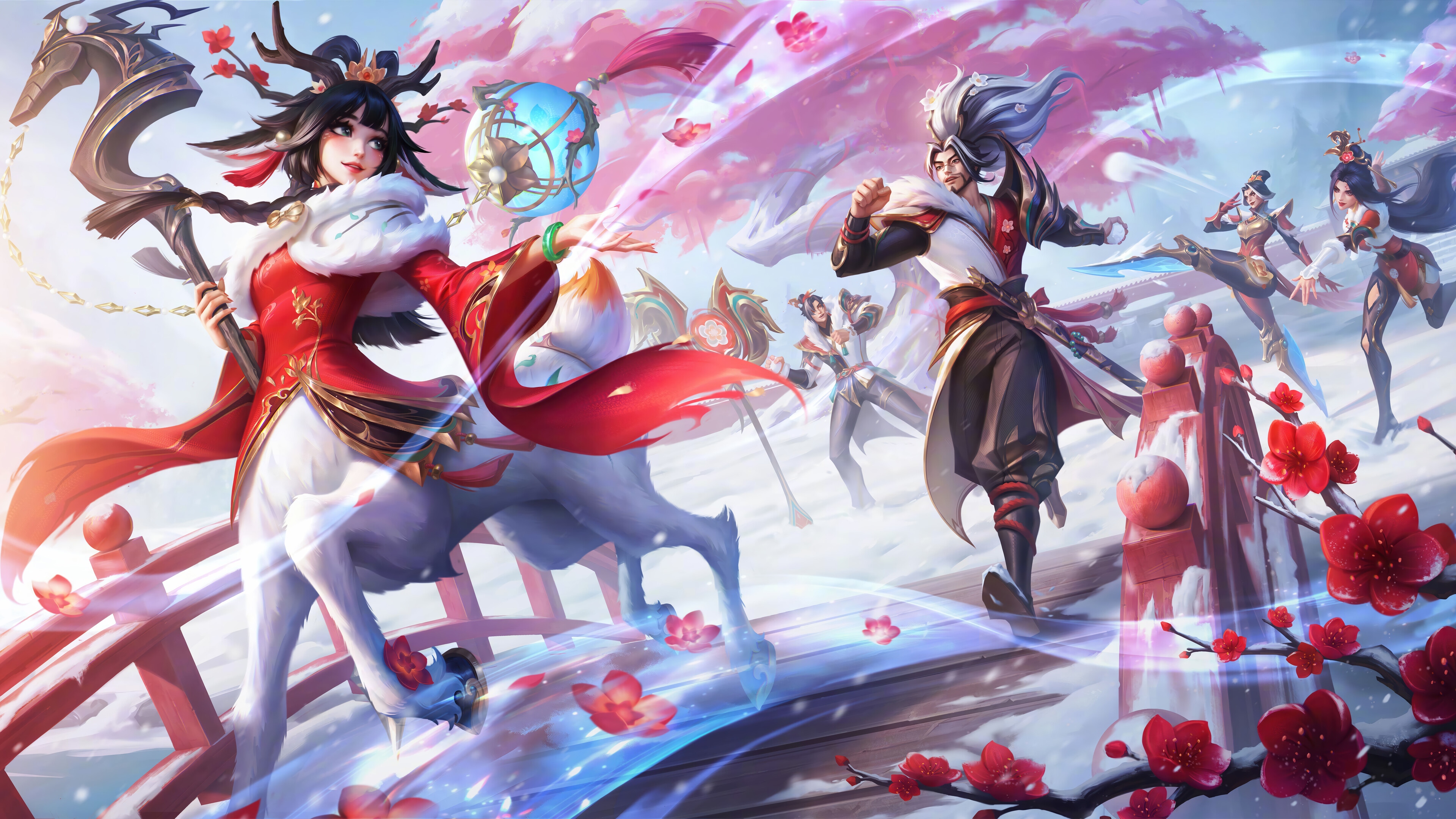 League of Legends Petals of Spring Lillia Yasuo Katarina Camille Jayce 4K HD Wallpaper