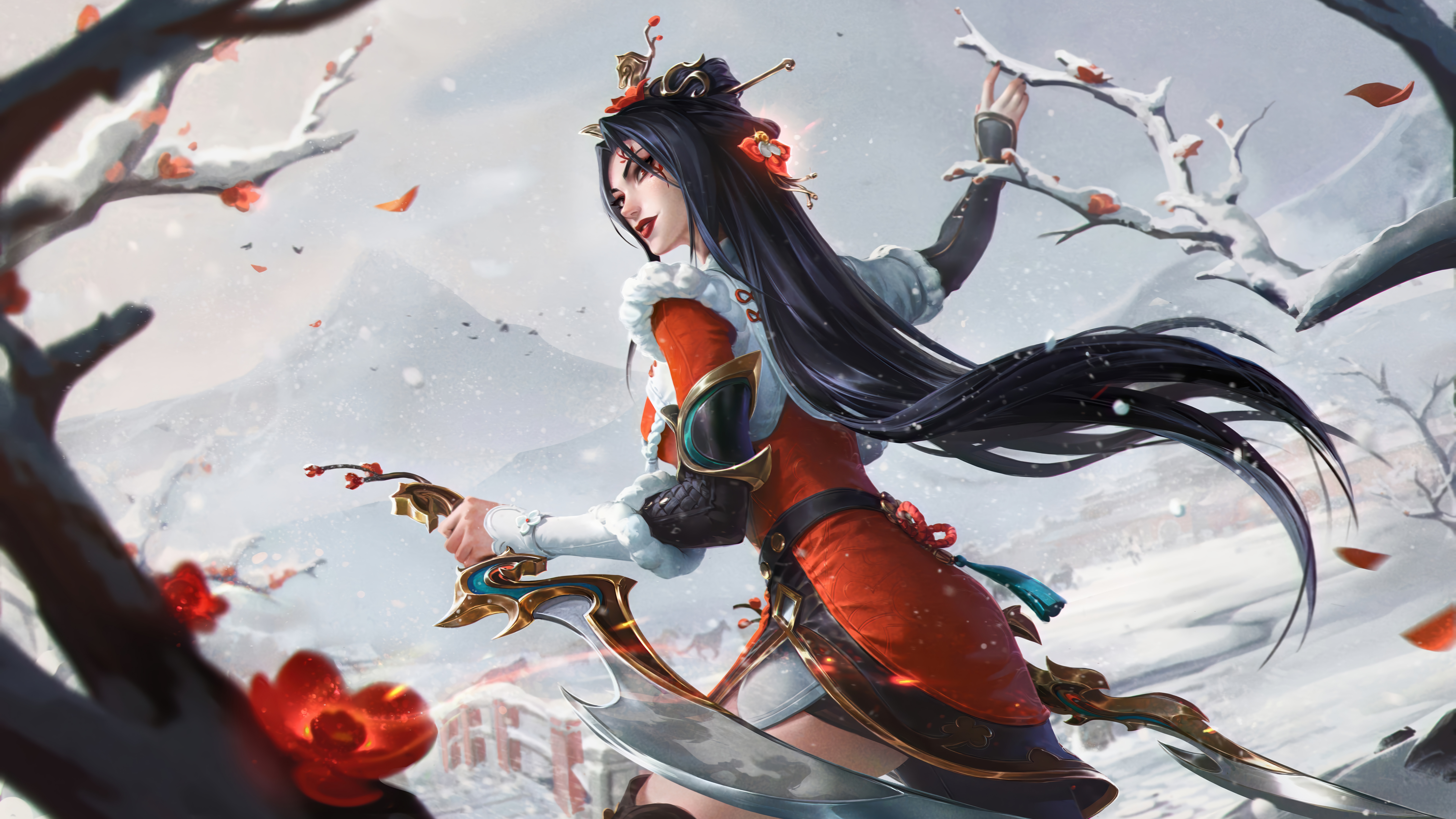 Katarina Petals of Spring Splash Art 4K HD Wallpaper