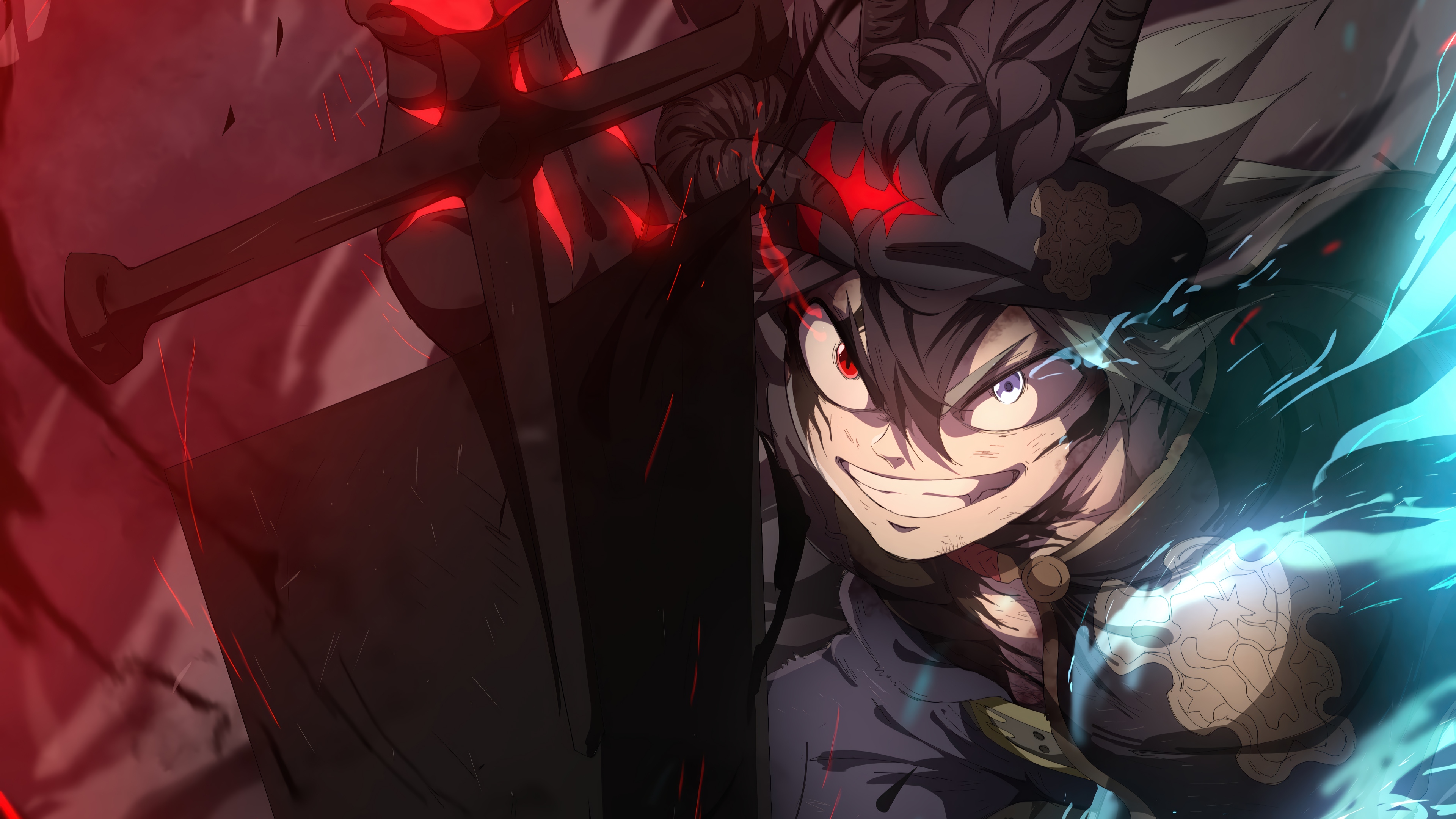 Asta from Black Clover with Red and Blue Energy HD Wallpaper
