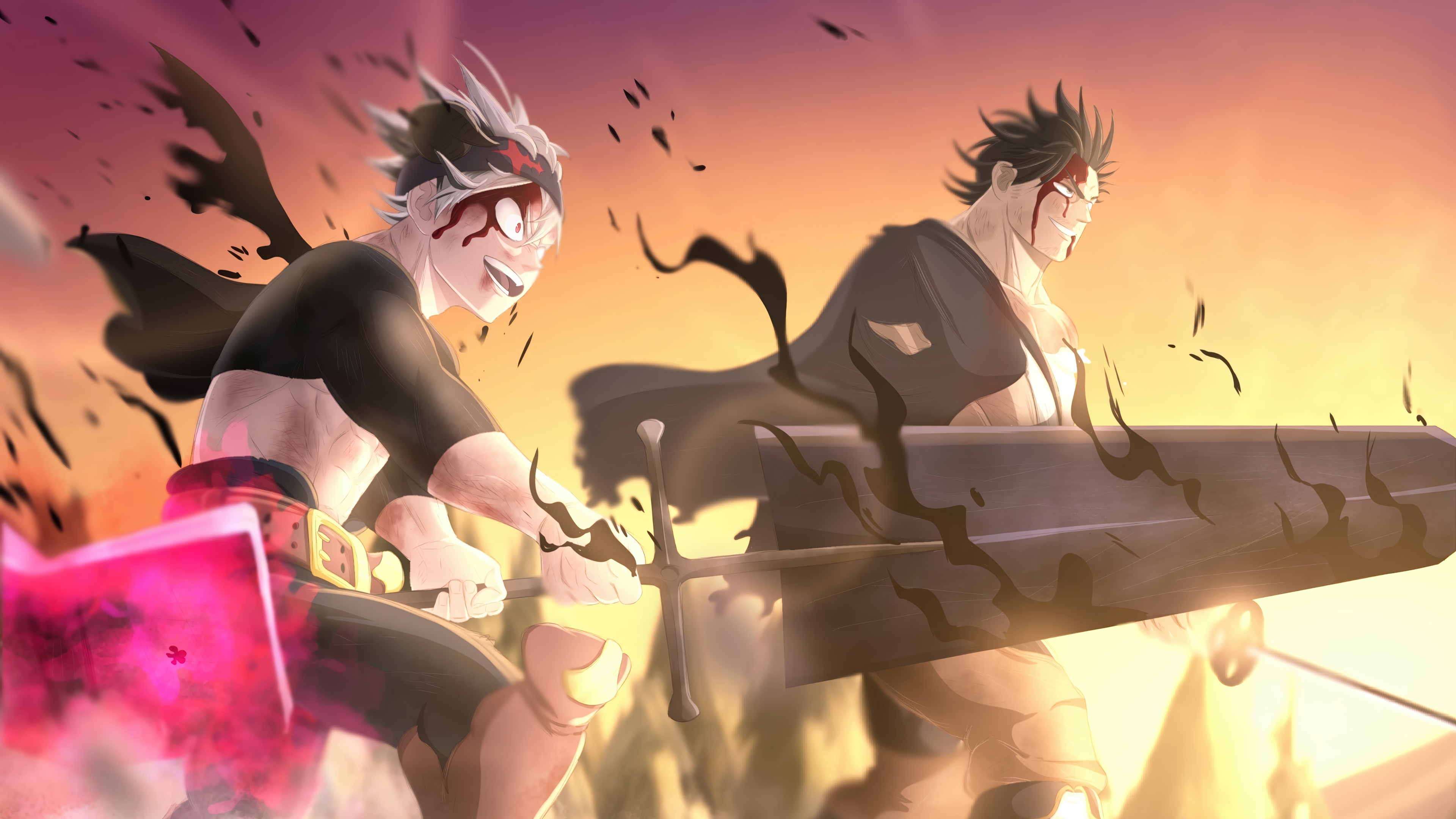 Black Clover: Asta and Yami Sukehiro in battle 4K HD Wallpaper