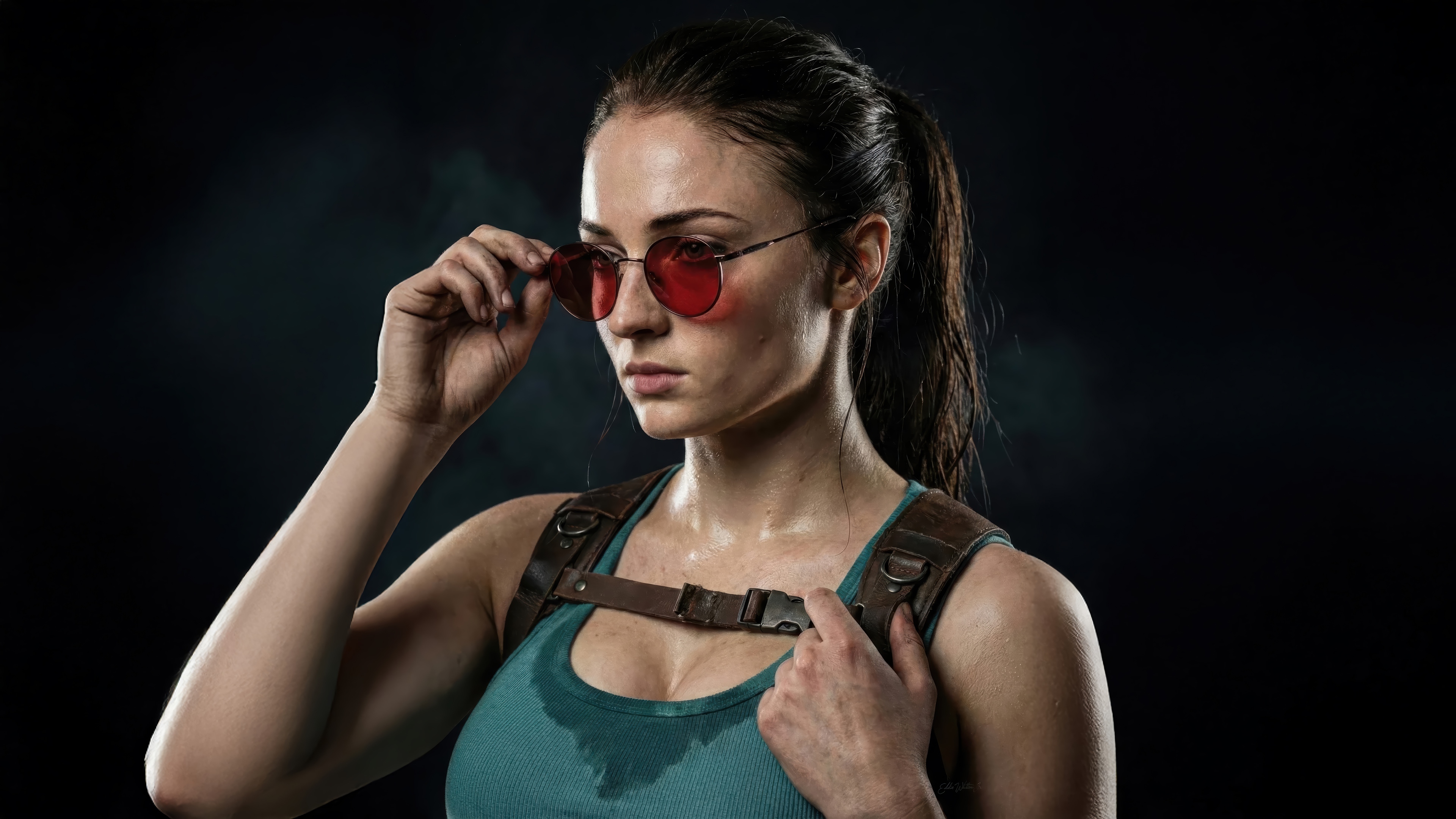 Sophie Turner as Lara Croft in 4K HD Wallpaper