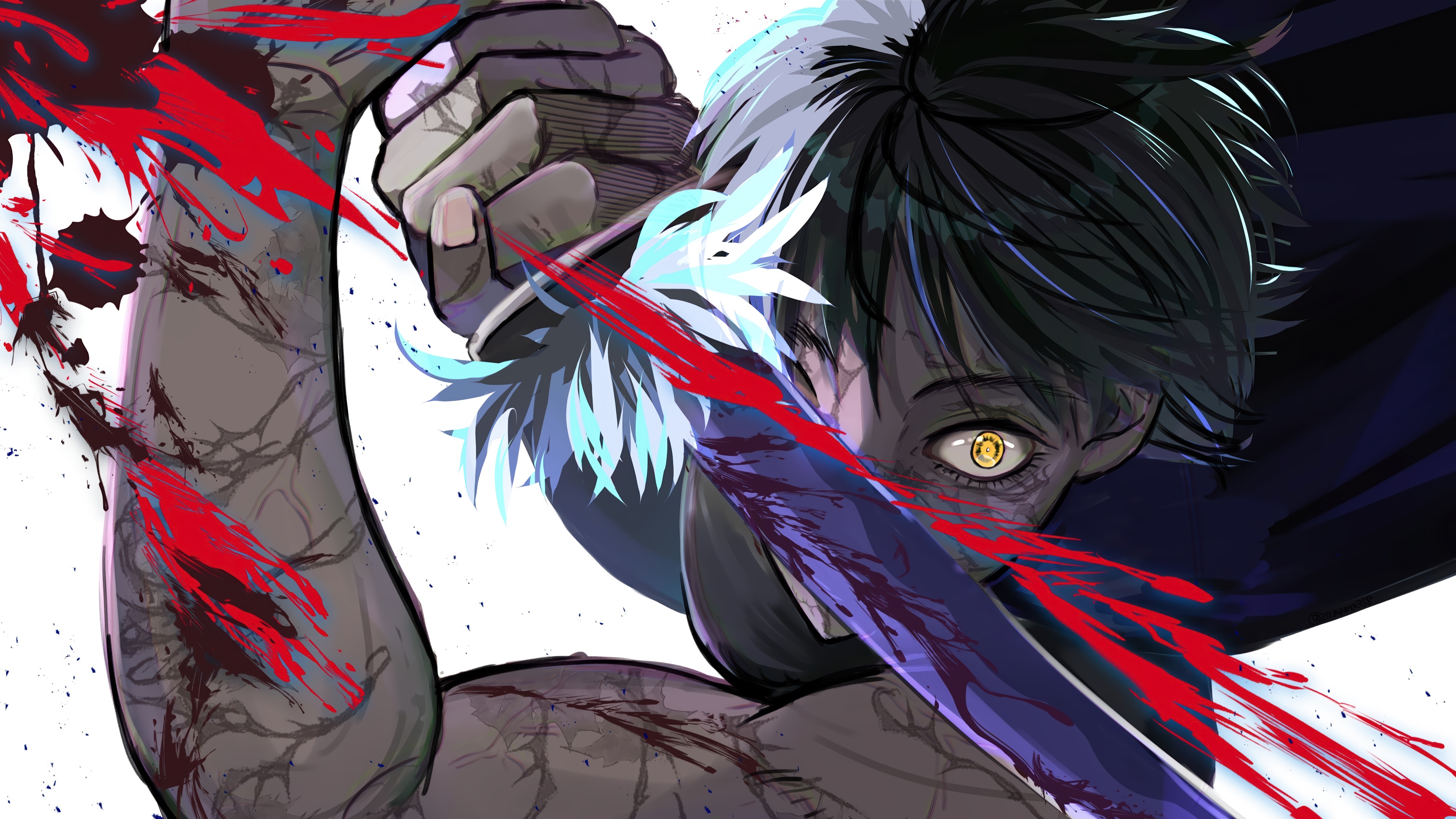 Maki Zenin with a bloody sword in 4K HD Wallpaper