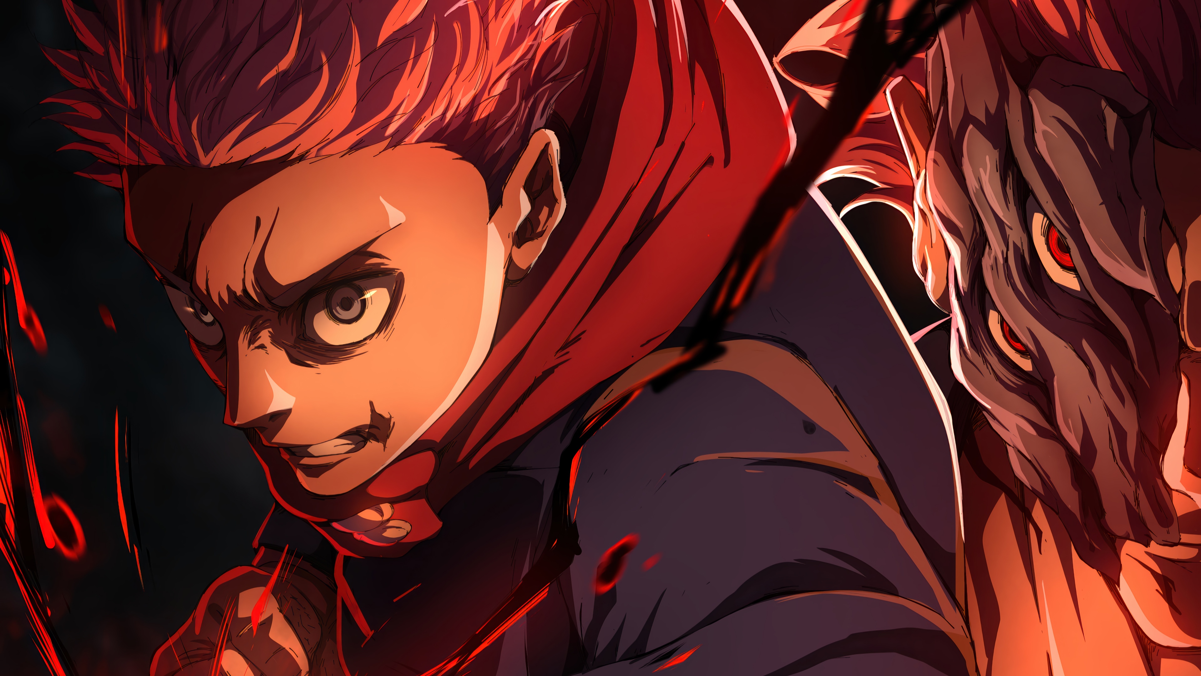 Yuji Itadori and Sukuna in Jujutsu Kaisen 4K HD Wallpaper