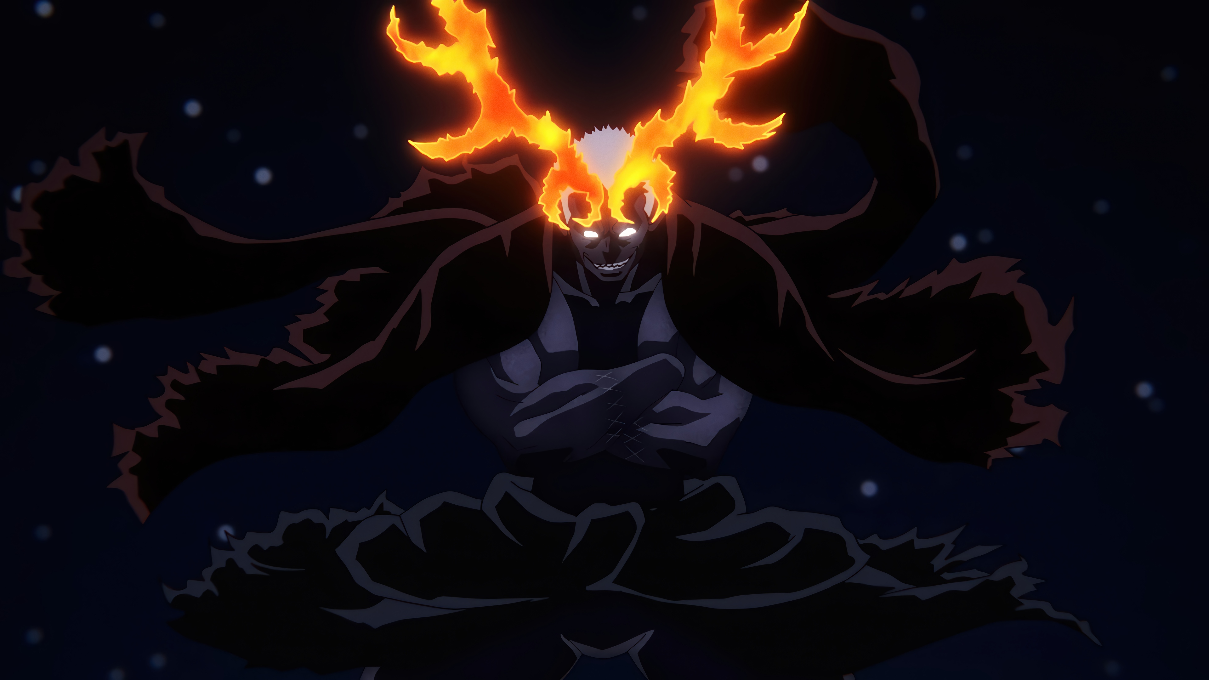 Demon with Fiery Antlers in Fire Force 4K HD Wallpaper