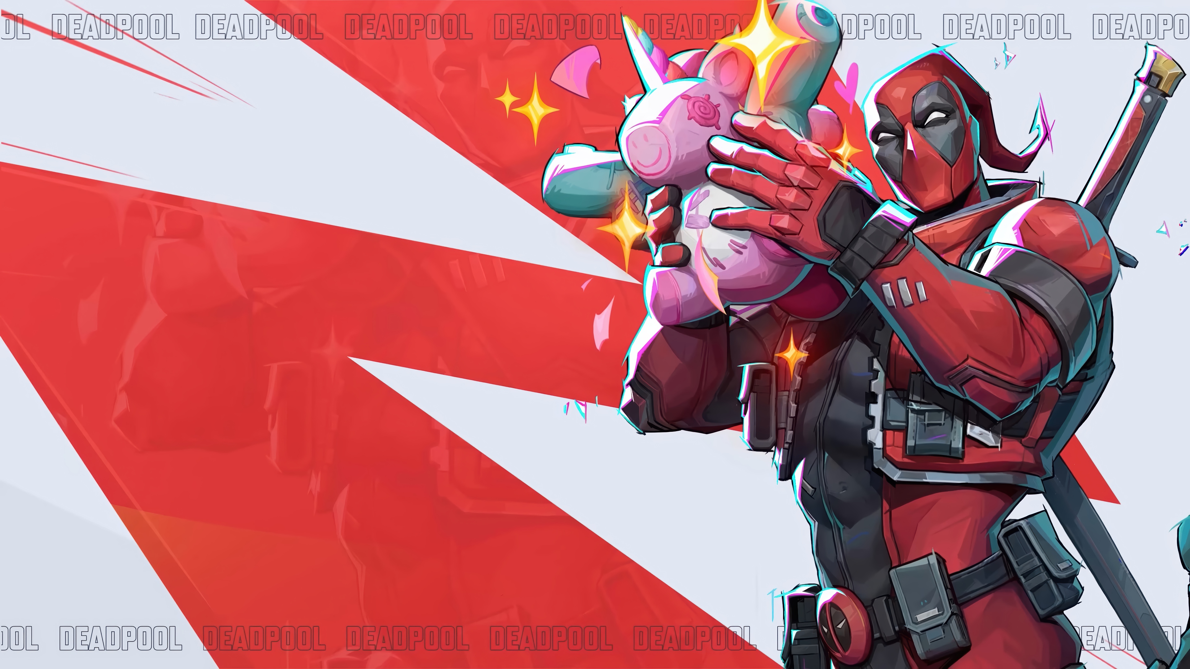 Deadpool Holding a Unicorn Toy HD Wallpaper