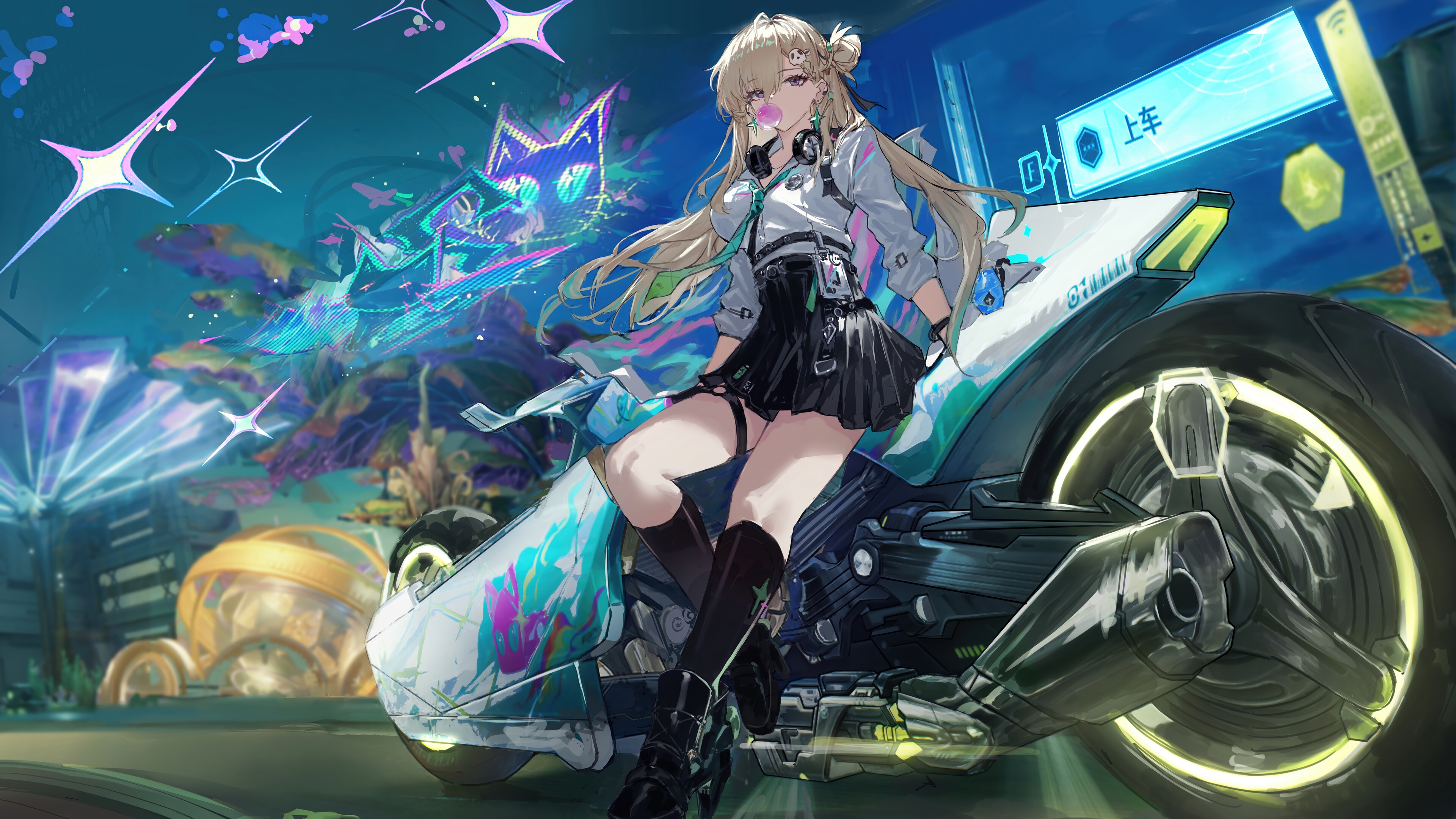 Lynae on a Motorcycle in Wuthering Waves 4K HD Wallpaper