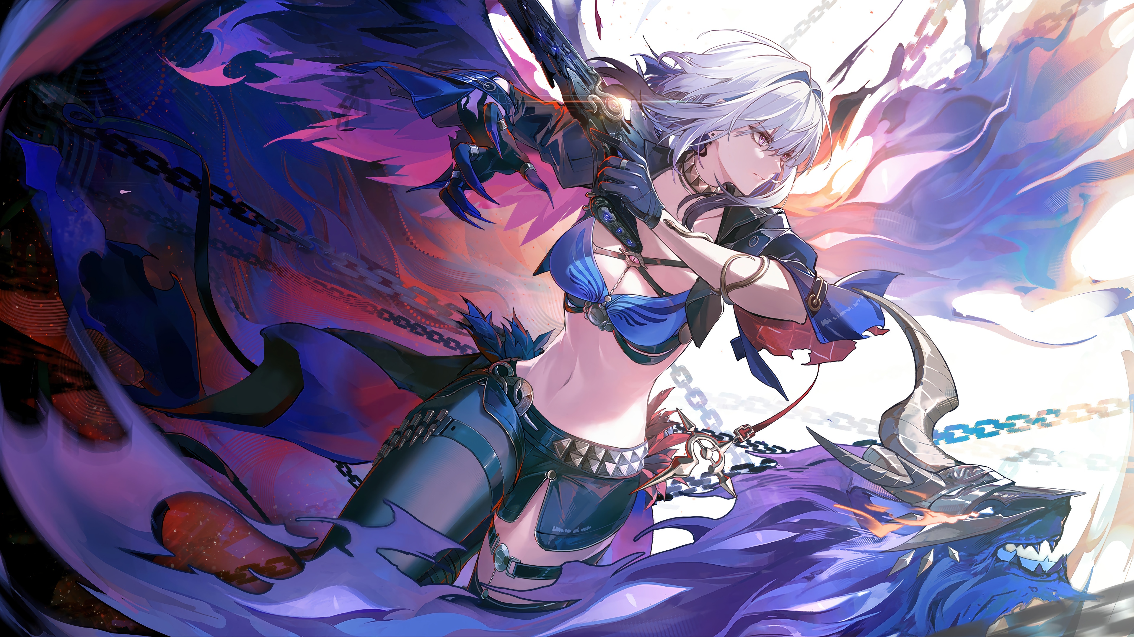 Galbrena from Wuthering Waves with a dragon HD Wallpaper