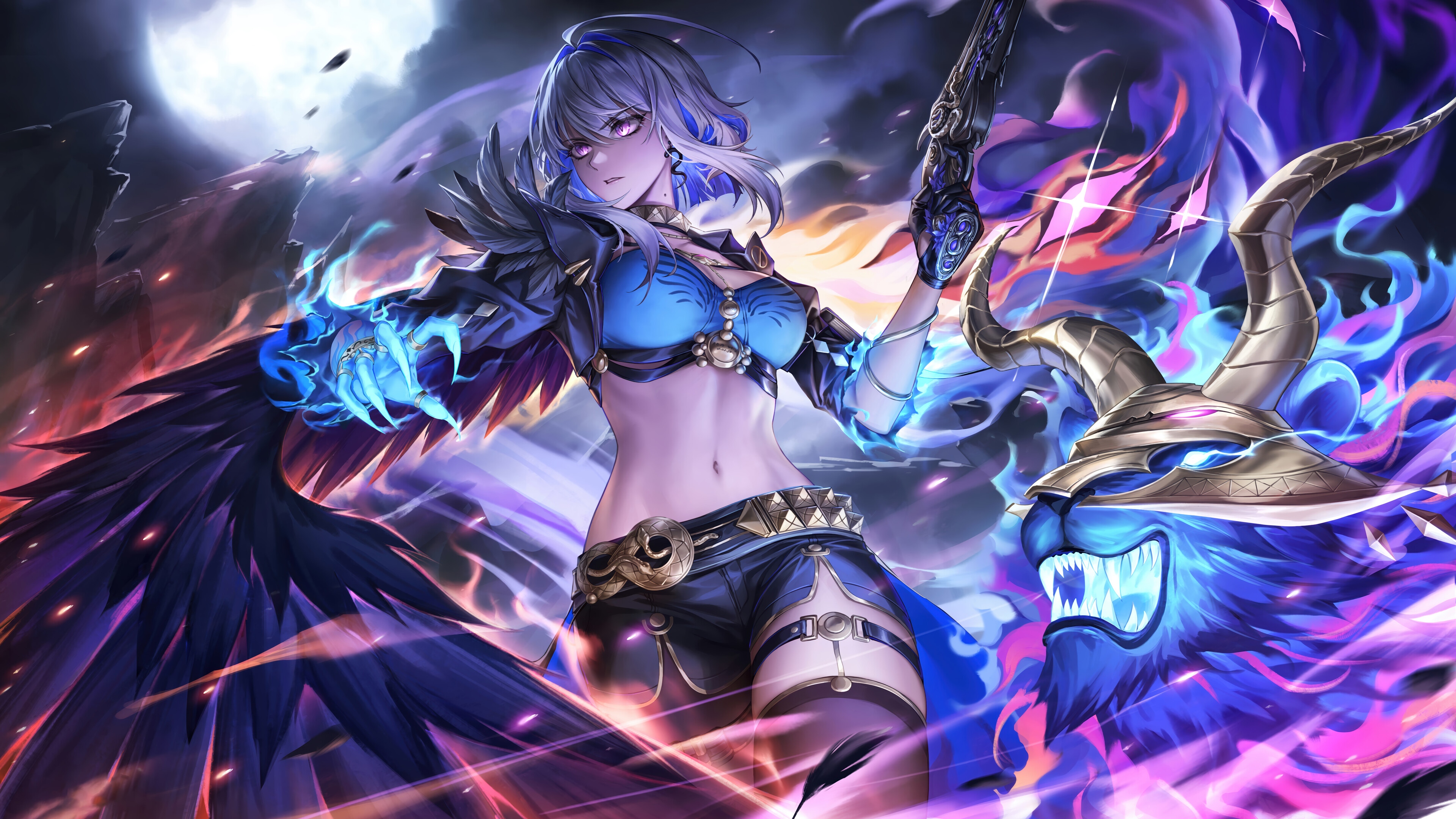 Galbrena with a gun and a lion spirit HD Wallpaper