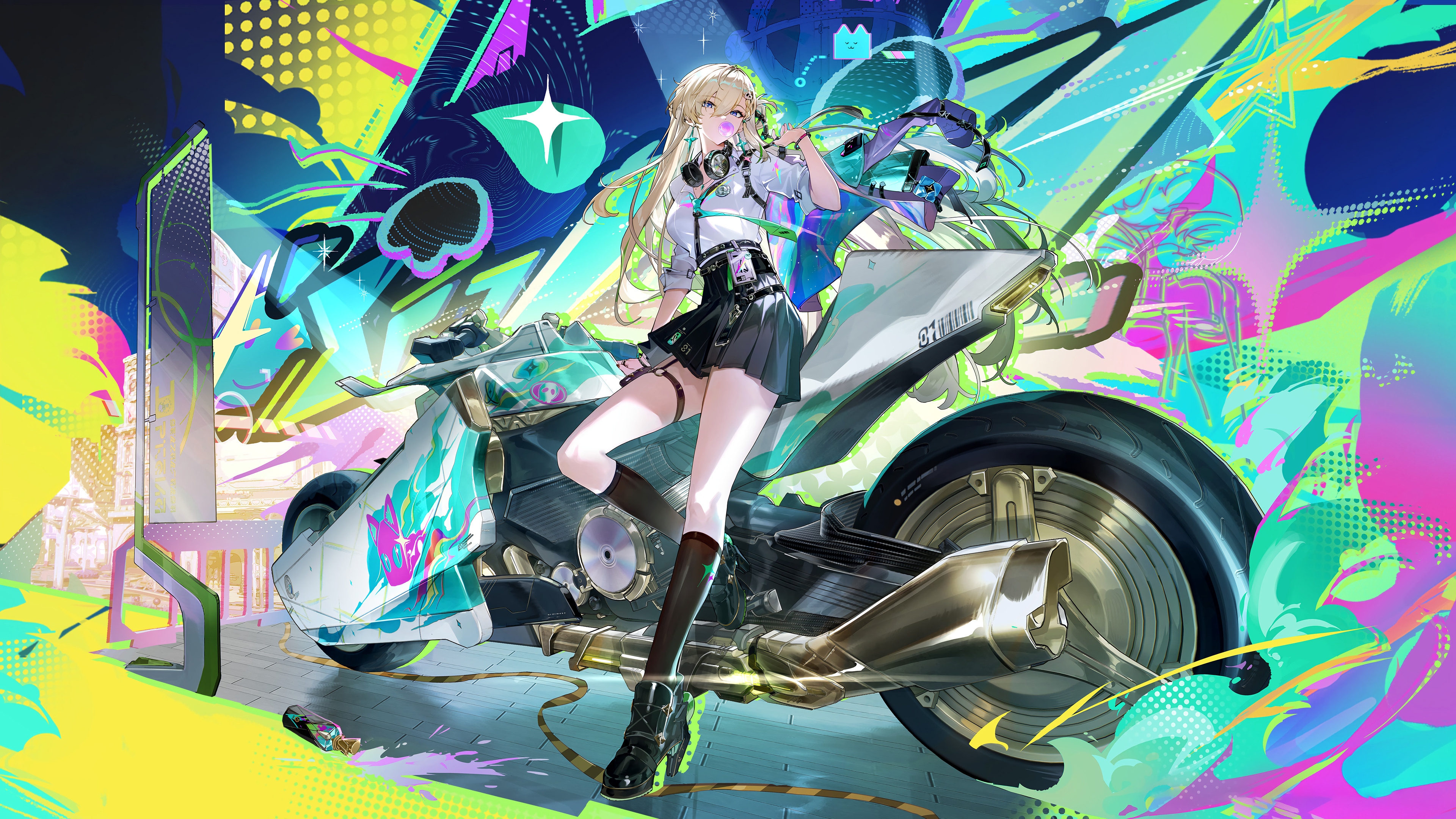 Lynae on a motorcycle in Wuthering Waves 4K HD Wallpaper