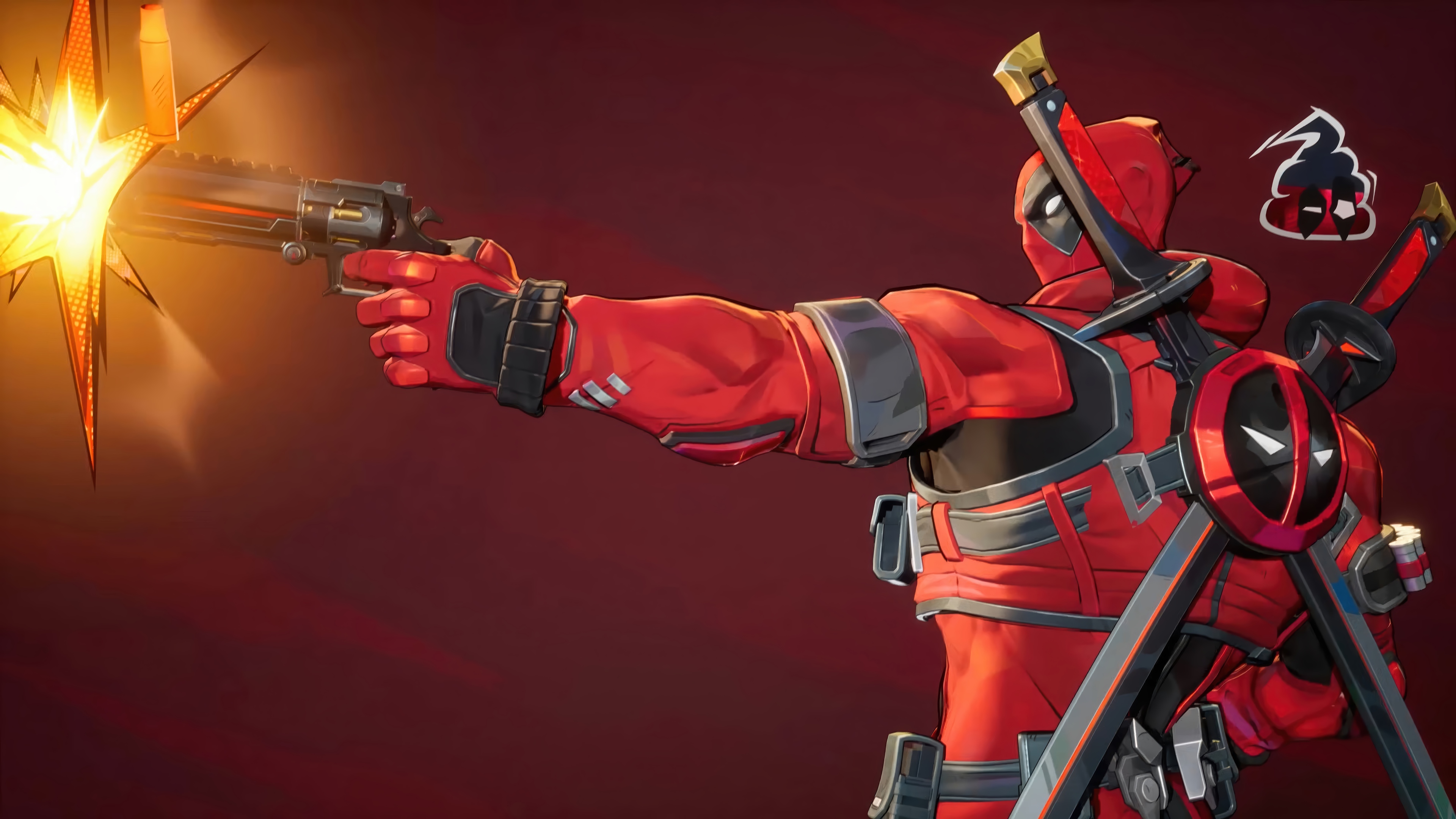 Deadpool firing a gun in Marvel Rivals 4K HD Wallpaper