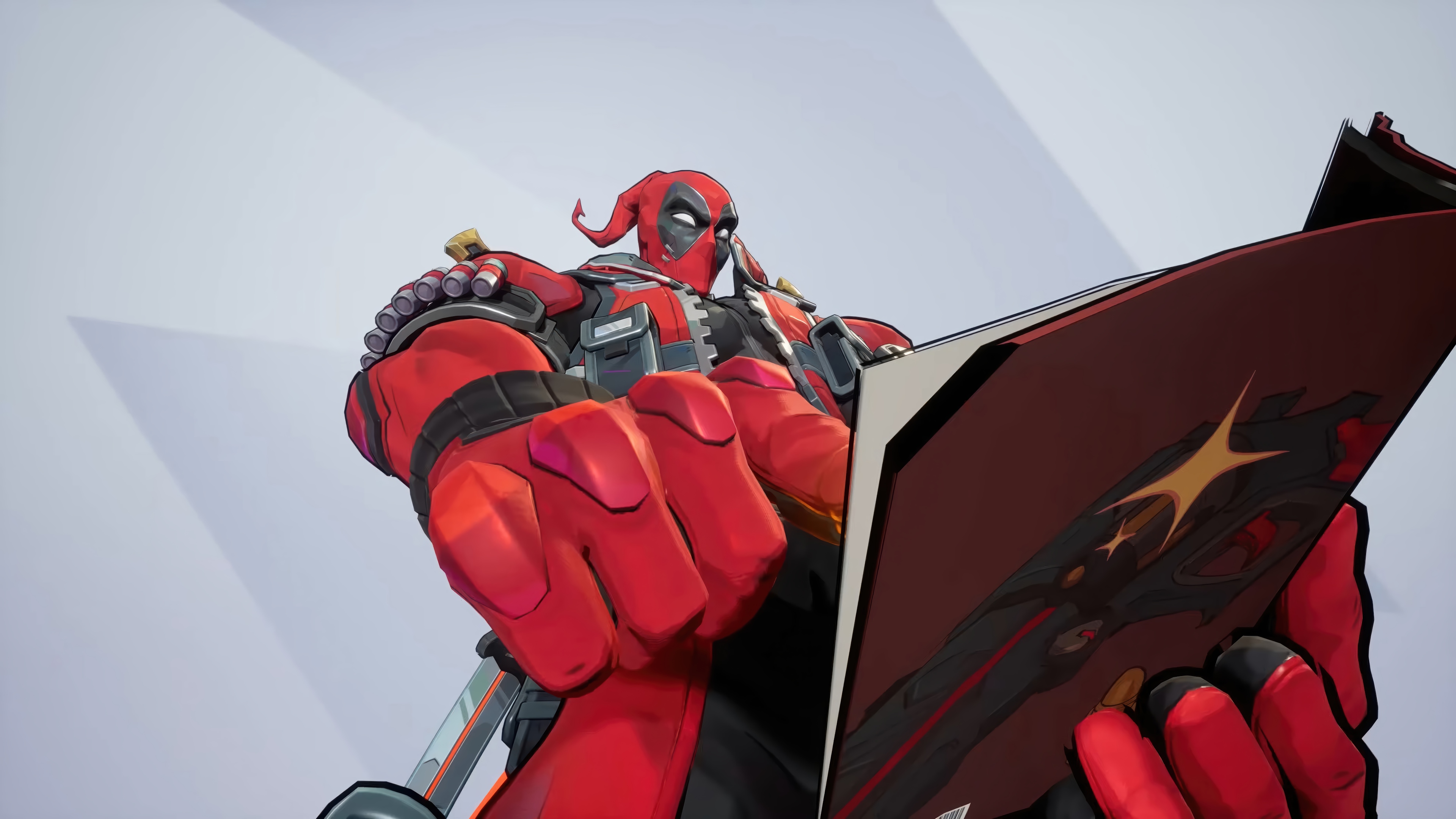 Deadpool reading a book in Marvel Rivals 4K HD Wallpaper