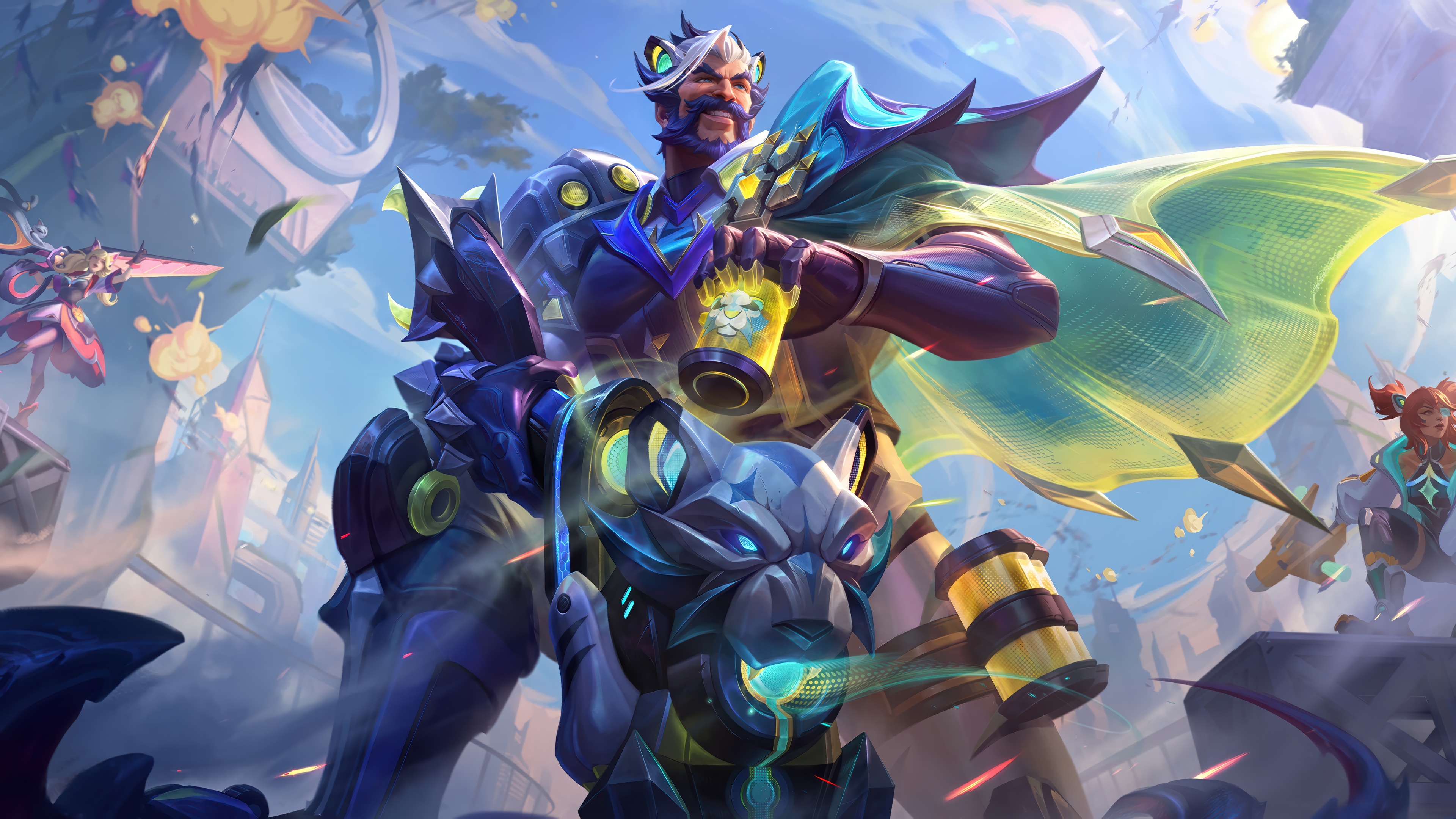 Graves and his mechanical companion in League of Legends HD Wallpaper